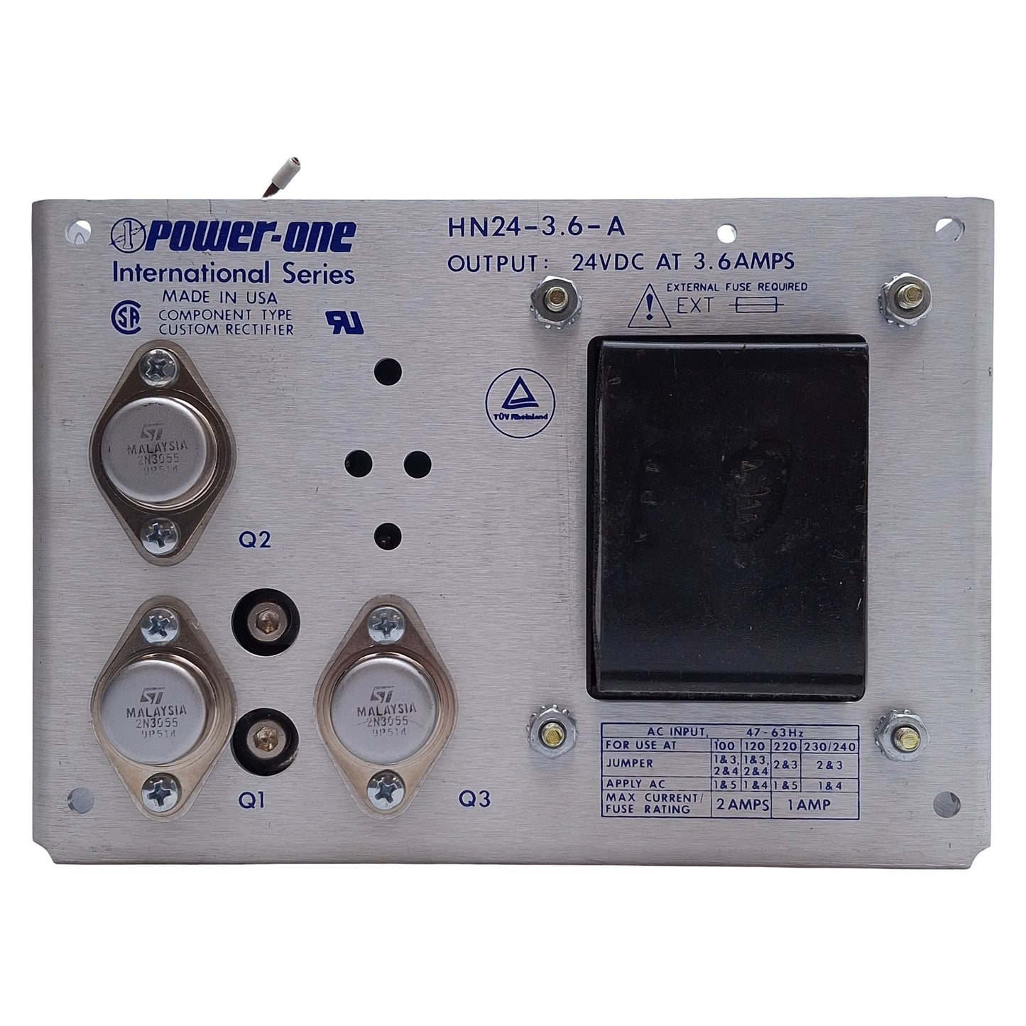 Used Power-One HN24-3.6-A Open Frame Switching Mode Power Supply, Out: 24VDC 3.6A