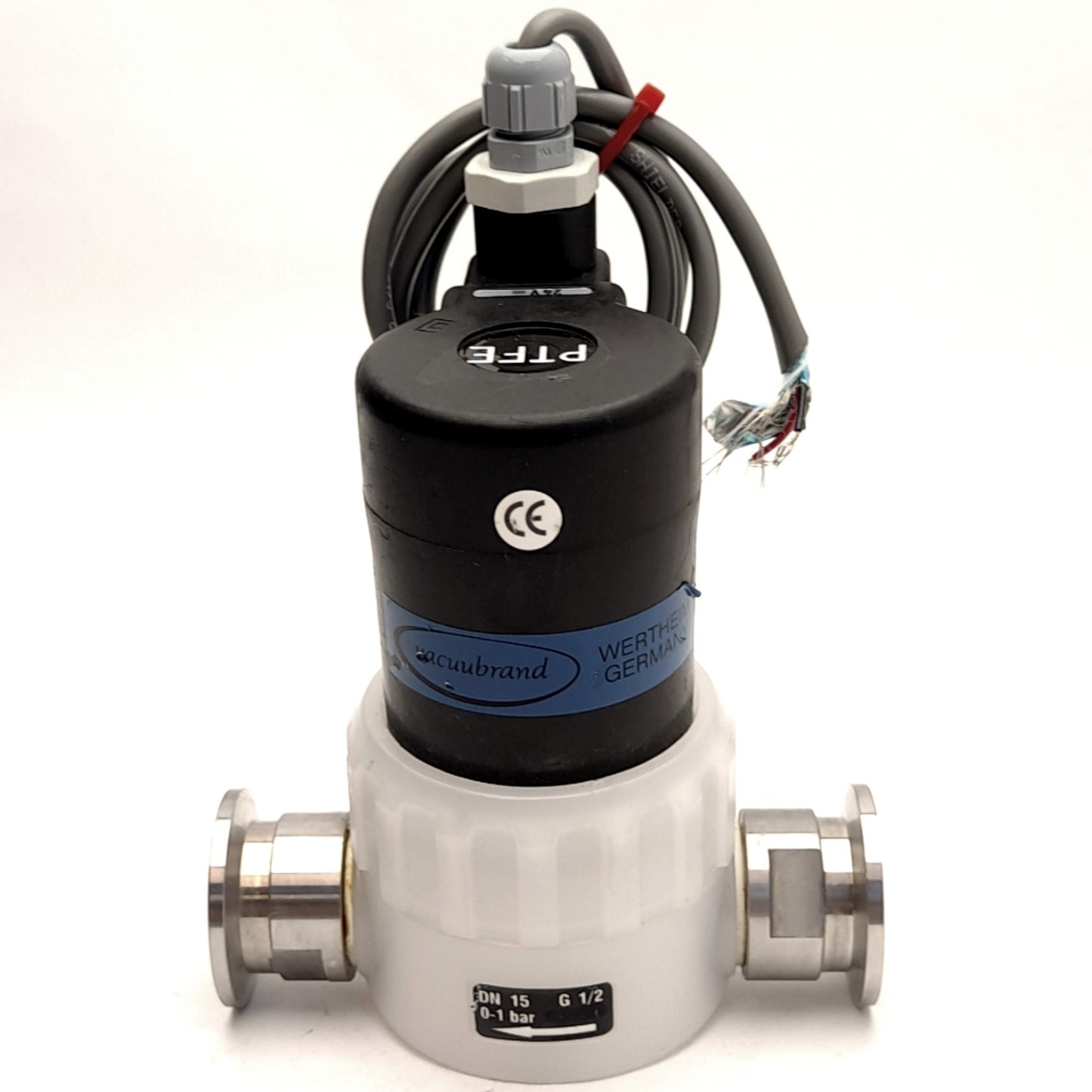 Used Vacuubrand 202 15D 120 51 24 Chemistry Solenoid Vacuum Isolation Valve, 1m Cable