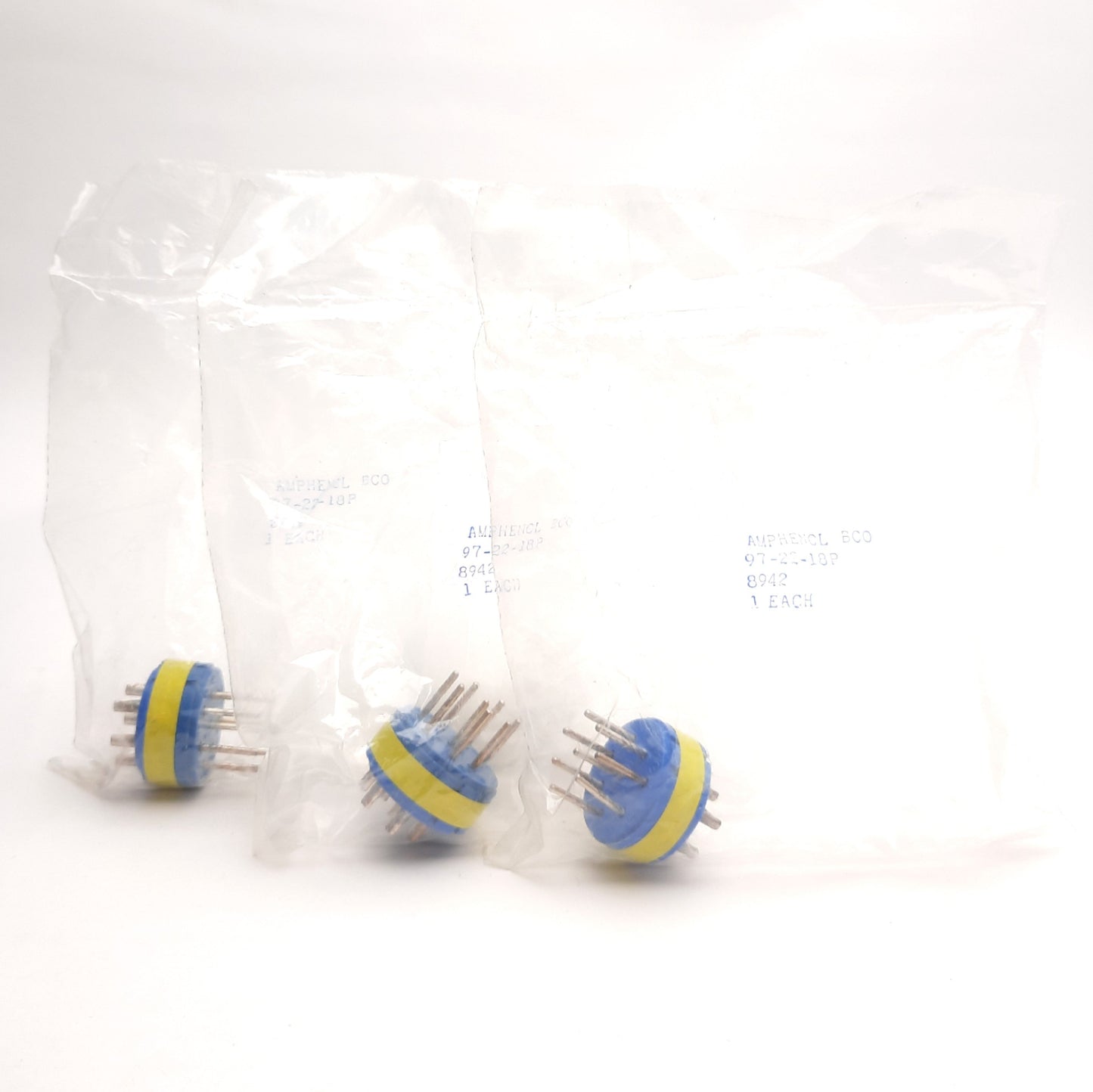 New Lot of 3 Amphenol 97-22-18P Circular MIL Spec Tools & Hardware Connector, 8-Pole
