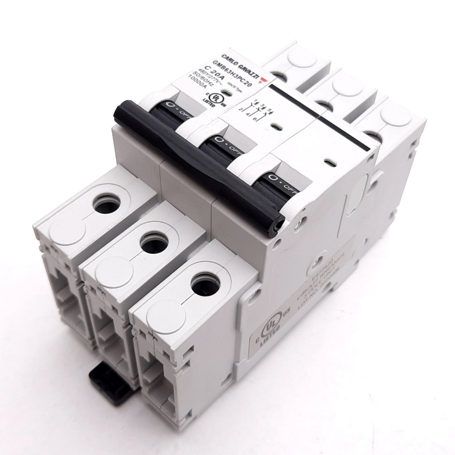 Used Carlo Gavazzi GMB63H3PC20 Circuit Breaker, 3-Pole, C-Curve, 20A 480Y/277VAC