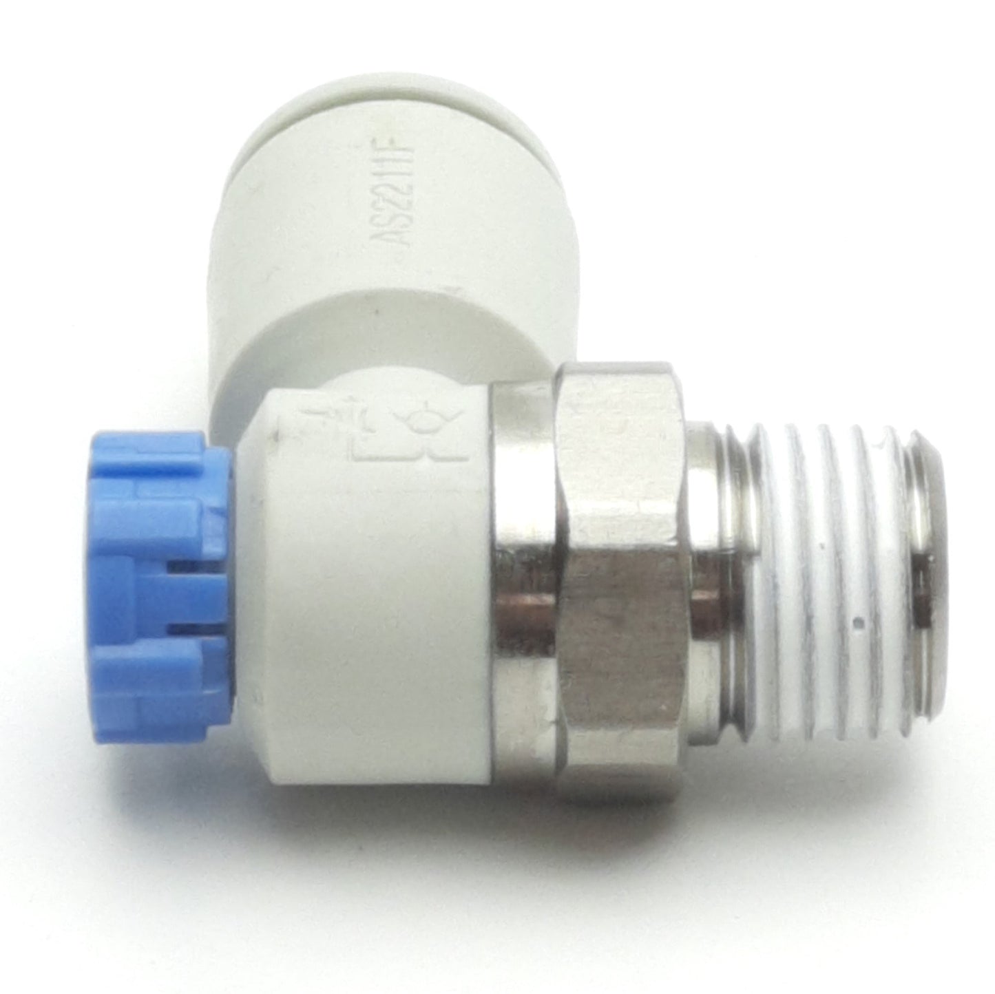Used Lot of 4 SMC AS2211F-01-09S Flow Control Fitting, 5/16" P2C, R1/4, 1MPa