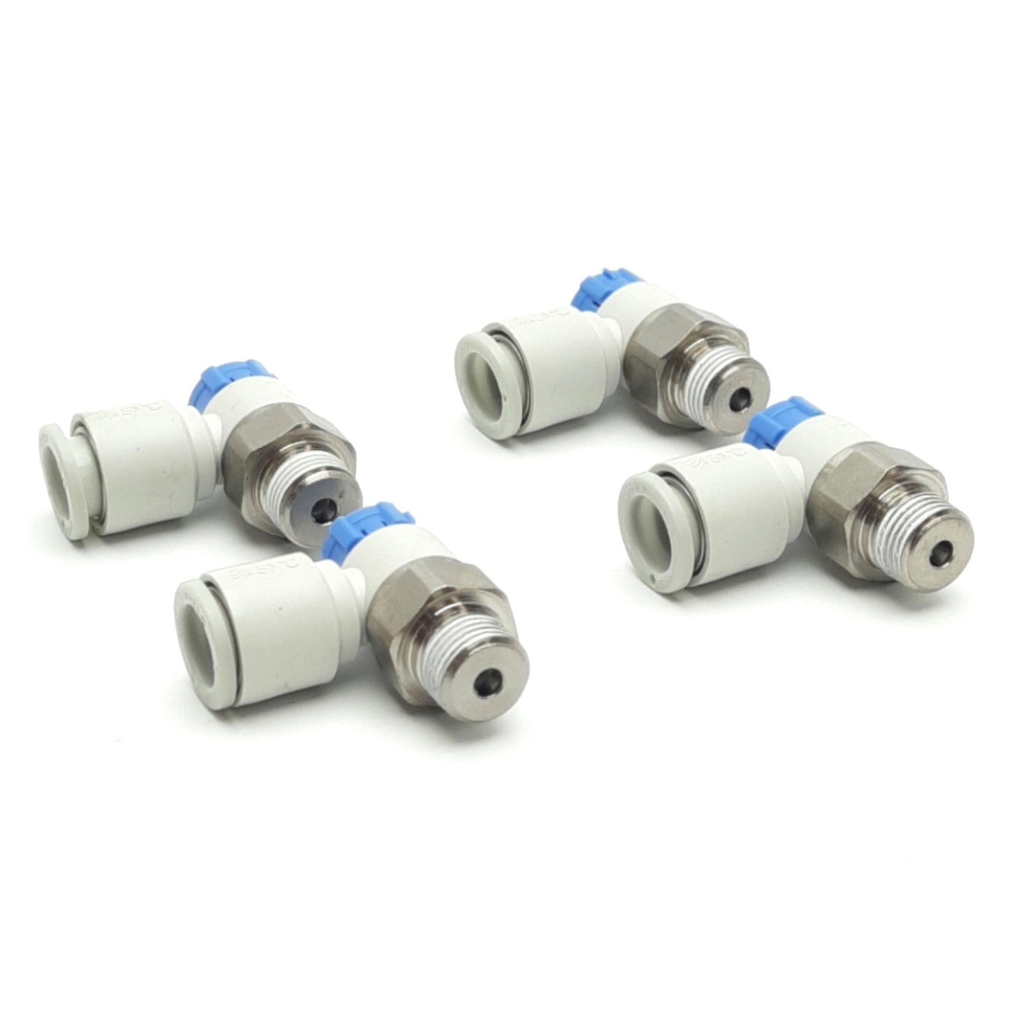 Used Lot of 4 SMC AS2211F-01-09S Flow Control Fitting, 5/16" P2C, R1/4, 1MPa