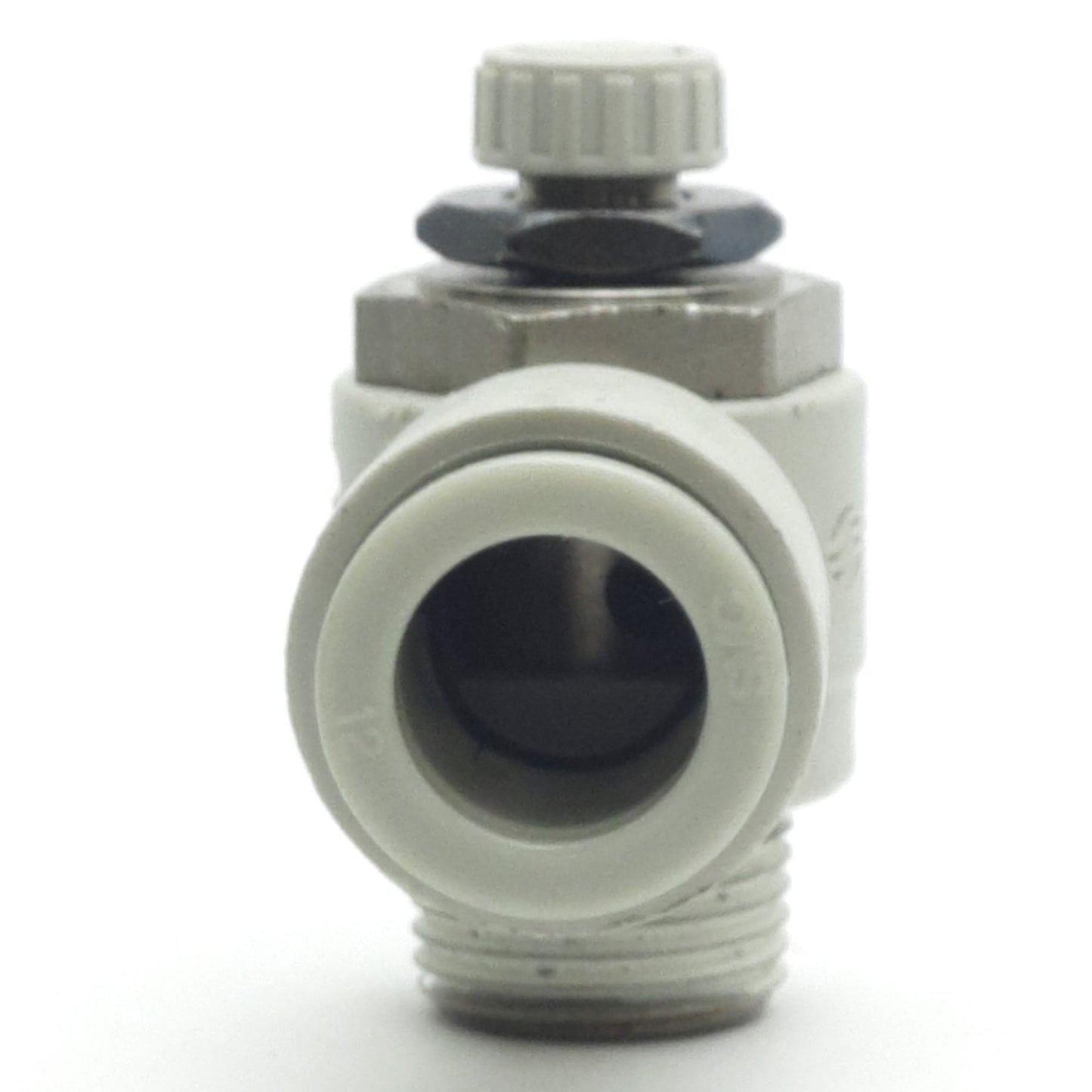 Used Lot of 4 SMC AS3211F-N03-12S Flow Control Fitting, 12mm P2C, 3/8" NPT, 1 MPa