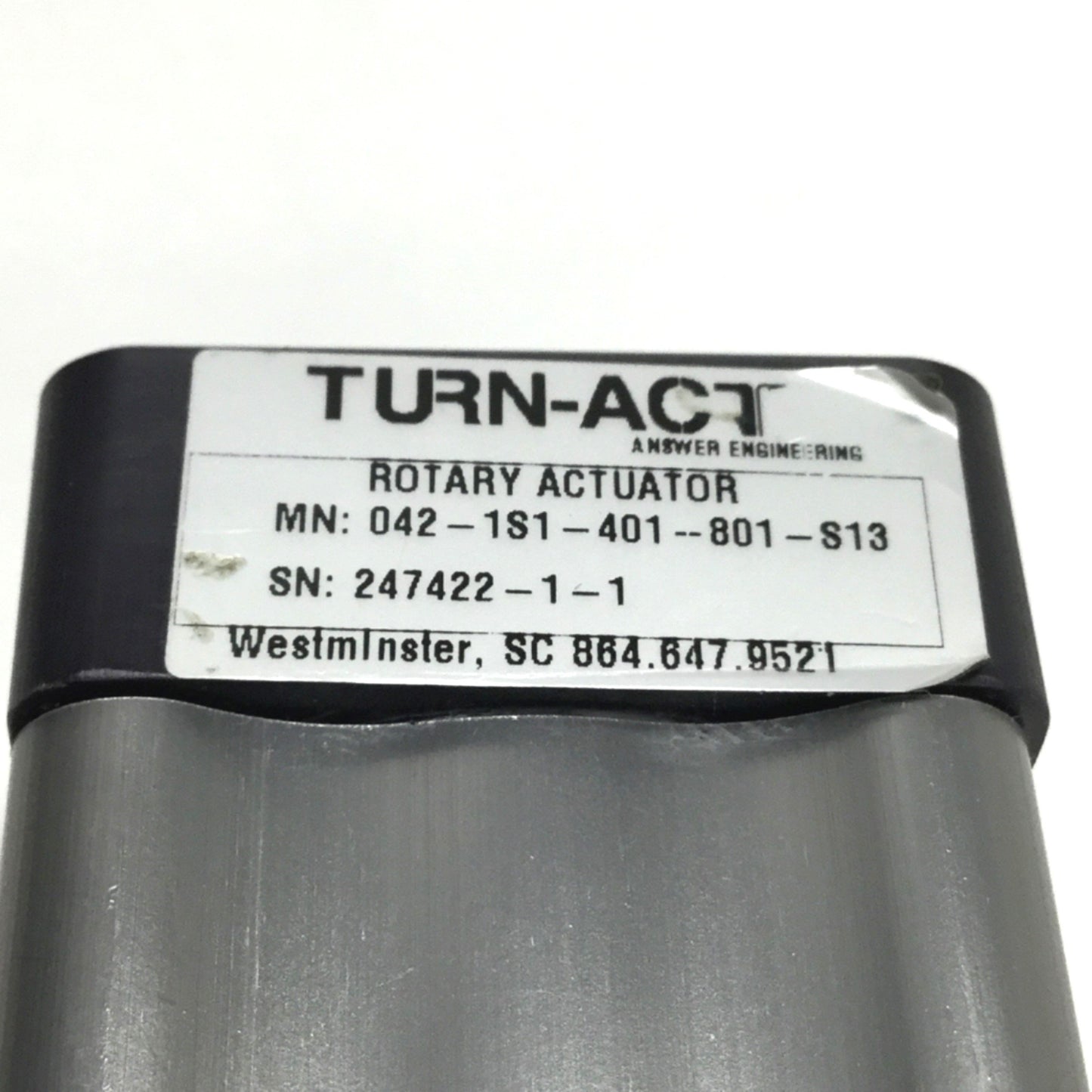 Used Turn-Act 042-1S1-401-801-S13 Rotary Vane Actuator, 90° Rotation, Ø3/8" Shaft