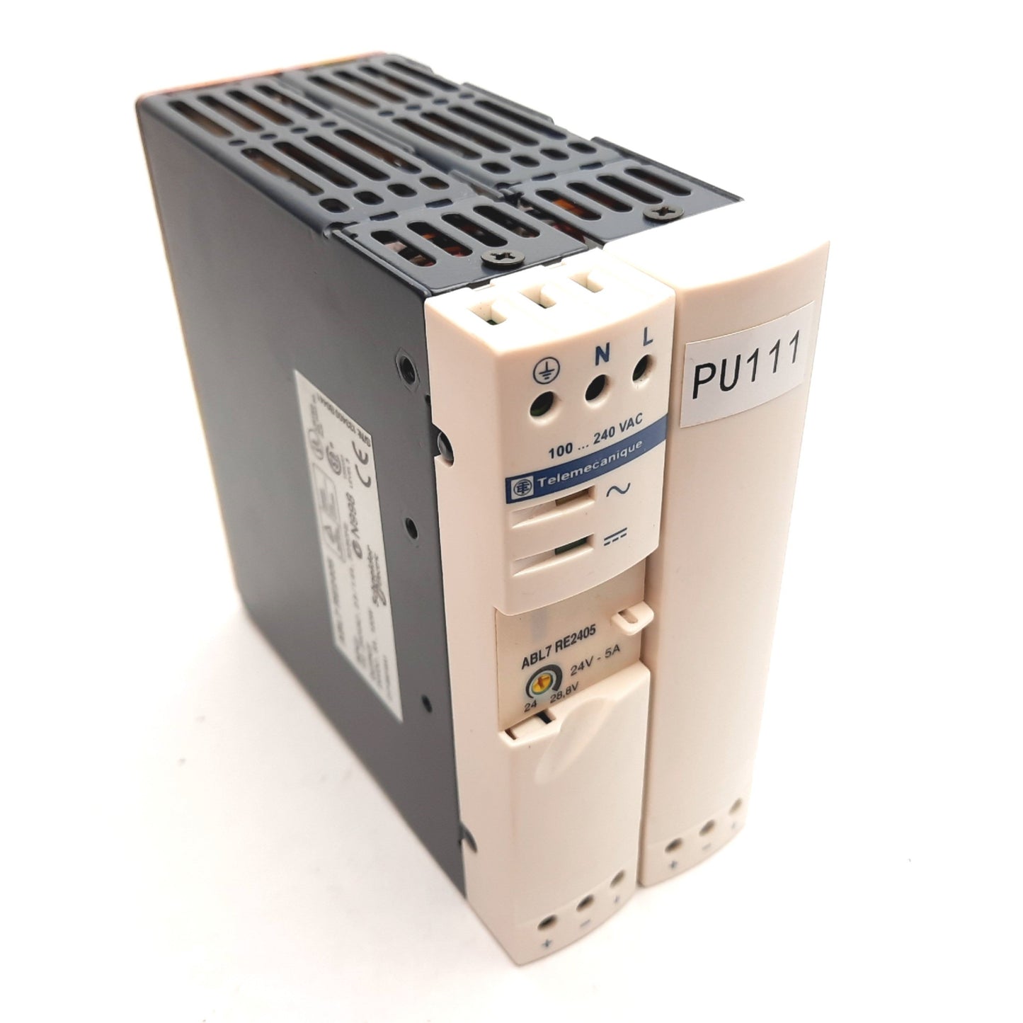 Used Telemecanique ABL7 RE2405 Power Supply, Input 100-240VAC, Output 24VDC 5A 120W
