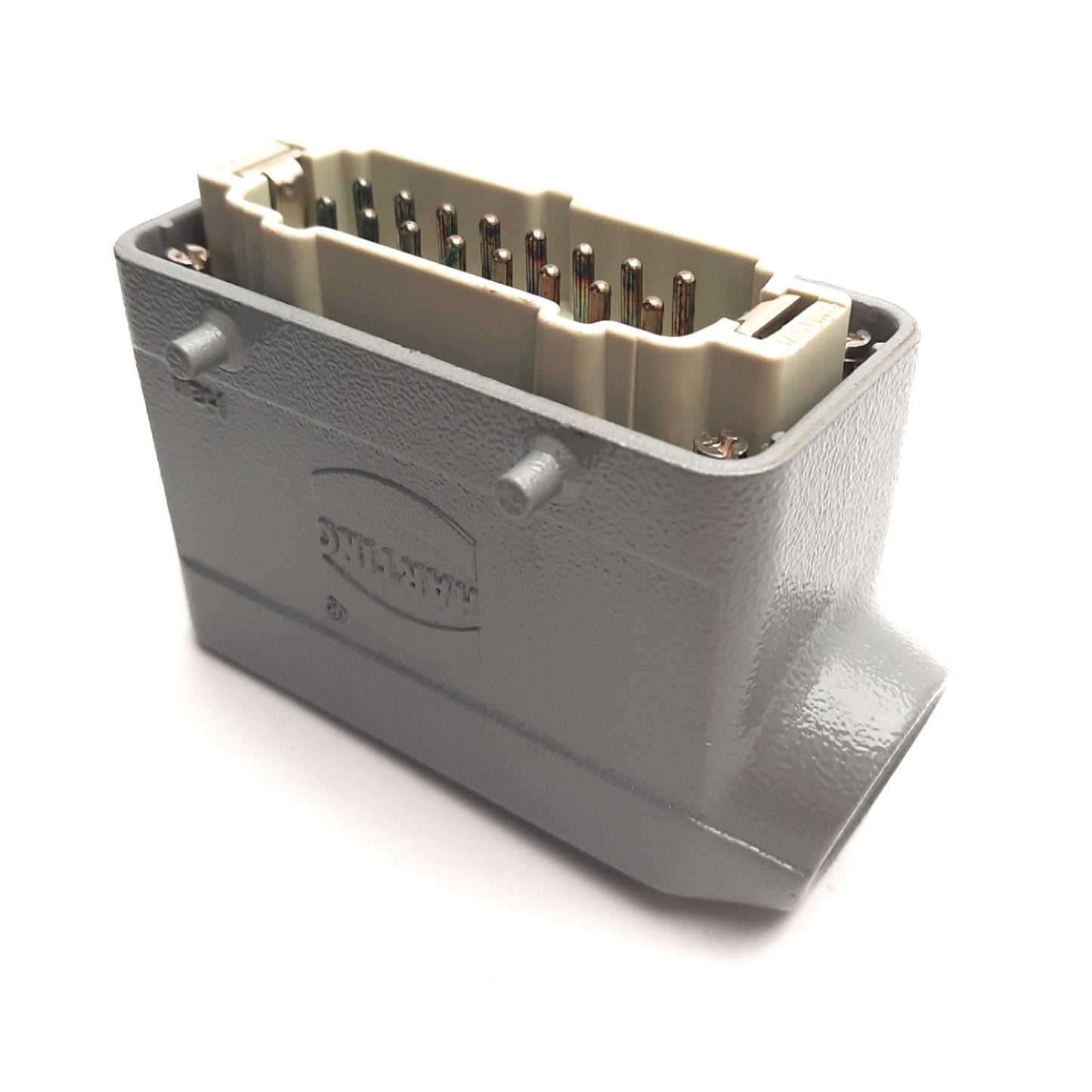 Used Harting HAN-E16M Male HDC Insert W/ 90° Housing, 16-Pos, 500V 16A, 09330162601