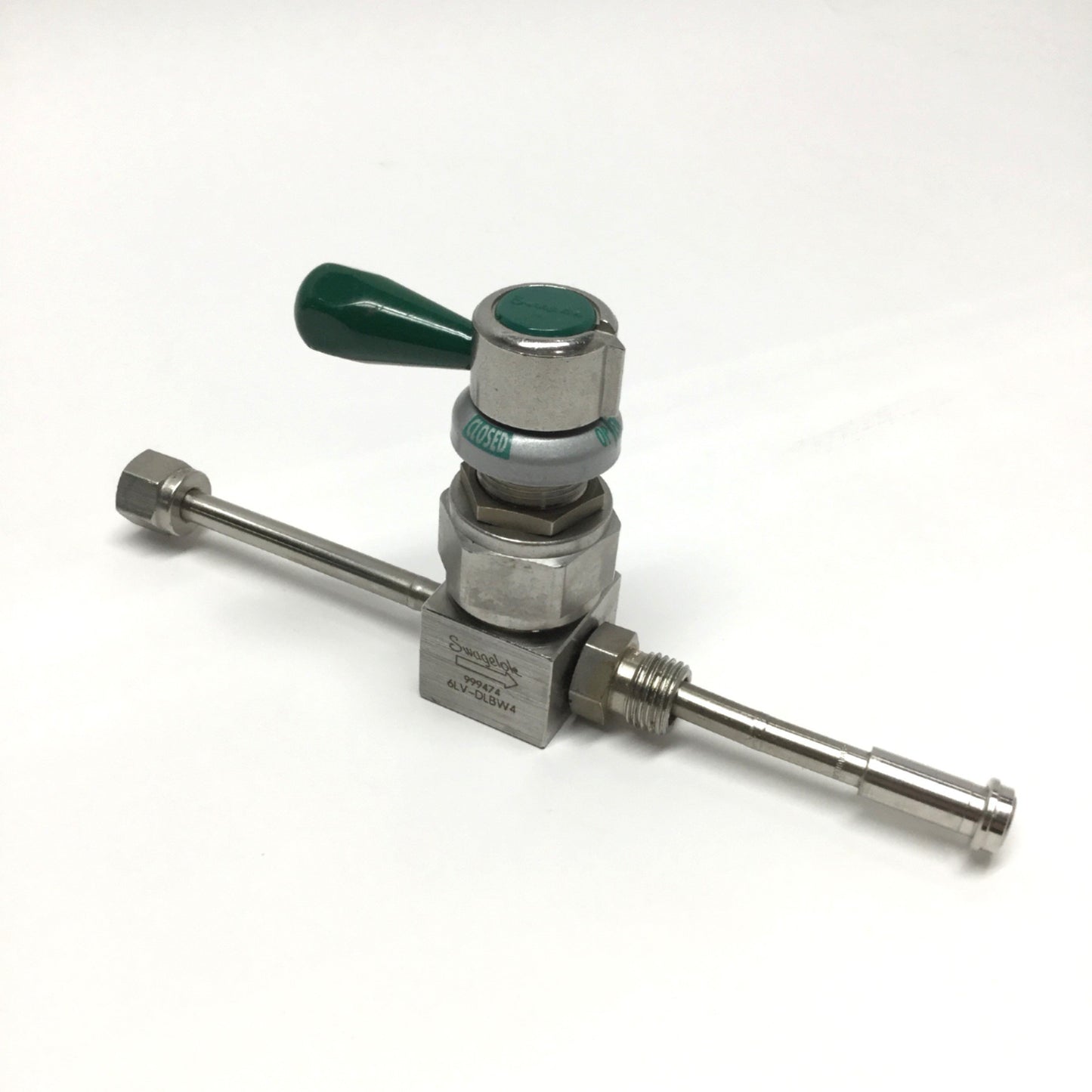 Used Swagelok 6LV-DLBW4 SS316 High Purity Manual Diaphragm Valve, 1/4", Green Handle