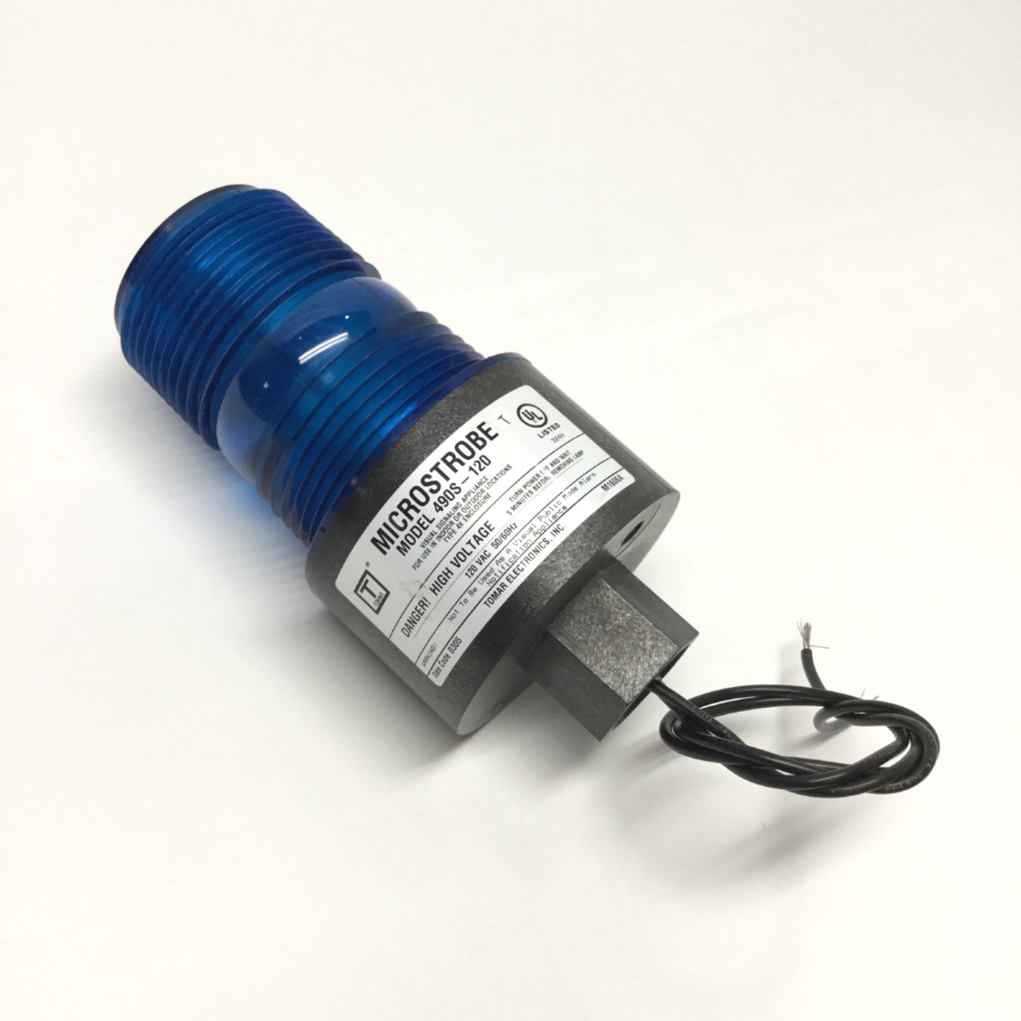 Used Tomar 490S-120 Microstrobe Signal Light, Single Flash 60-80/min, 120VAC, Blue