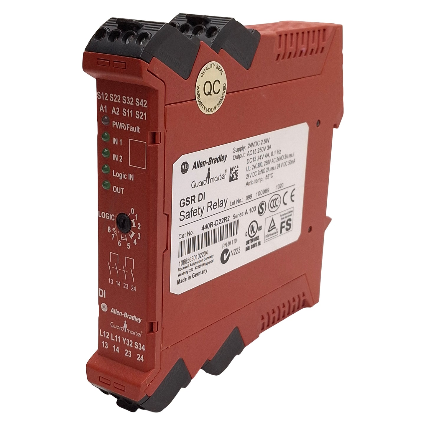 Used Allen Bradley 440R-D22R2 Guardmaster GSR DI Dual-Channel Input Safety Mat Relay