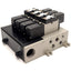 Used SMC NVV5FS2-01T-041-02T 4-Station Manifold w/ 3x VFS2200-5FZ, 1x VF2100-5FZ