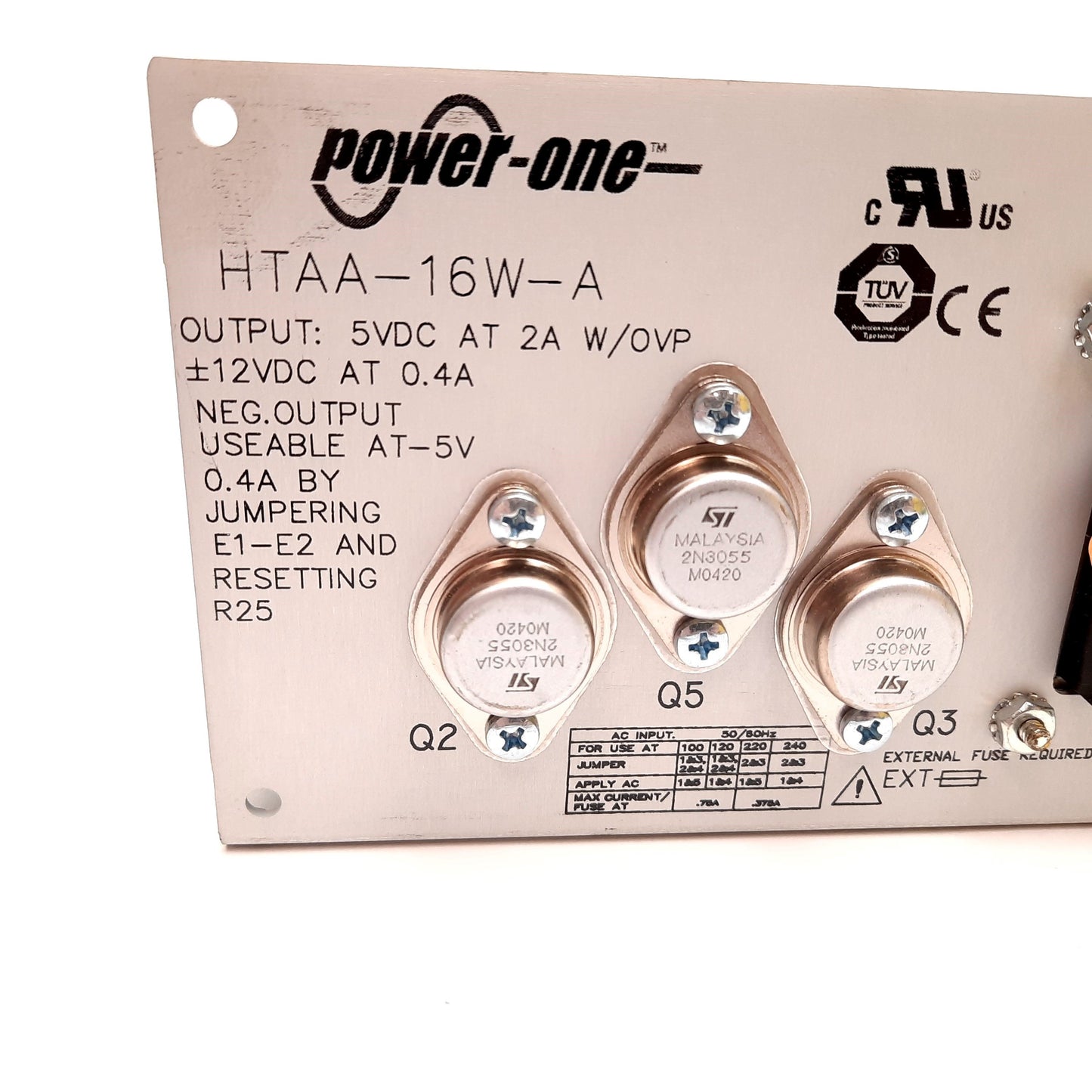 Used Power One HTAA-16W-A Linear Power Supply, In: 120/240VAC, Out: 5VDC +/-12VDC