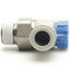 Used Lot of 4 SMC AS2211F-N01-06SA Flow Control Fitting, 6mm P2C To 1/8" NPT, 1MPa