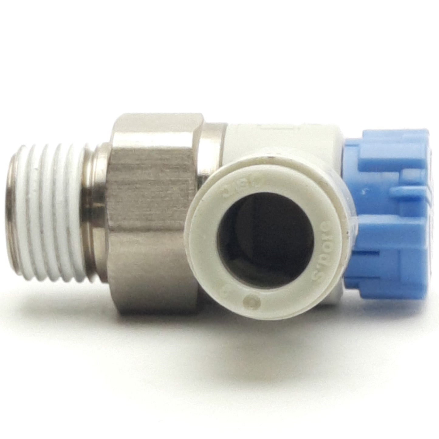 Used Lot of 4 SMC AS2211F-N01-06SA Flow Control Fitting, 6mm P2C To 1/8" NPT, 1MPa
