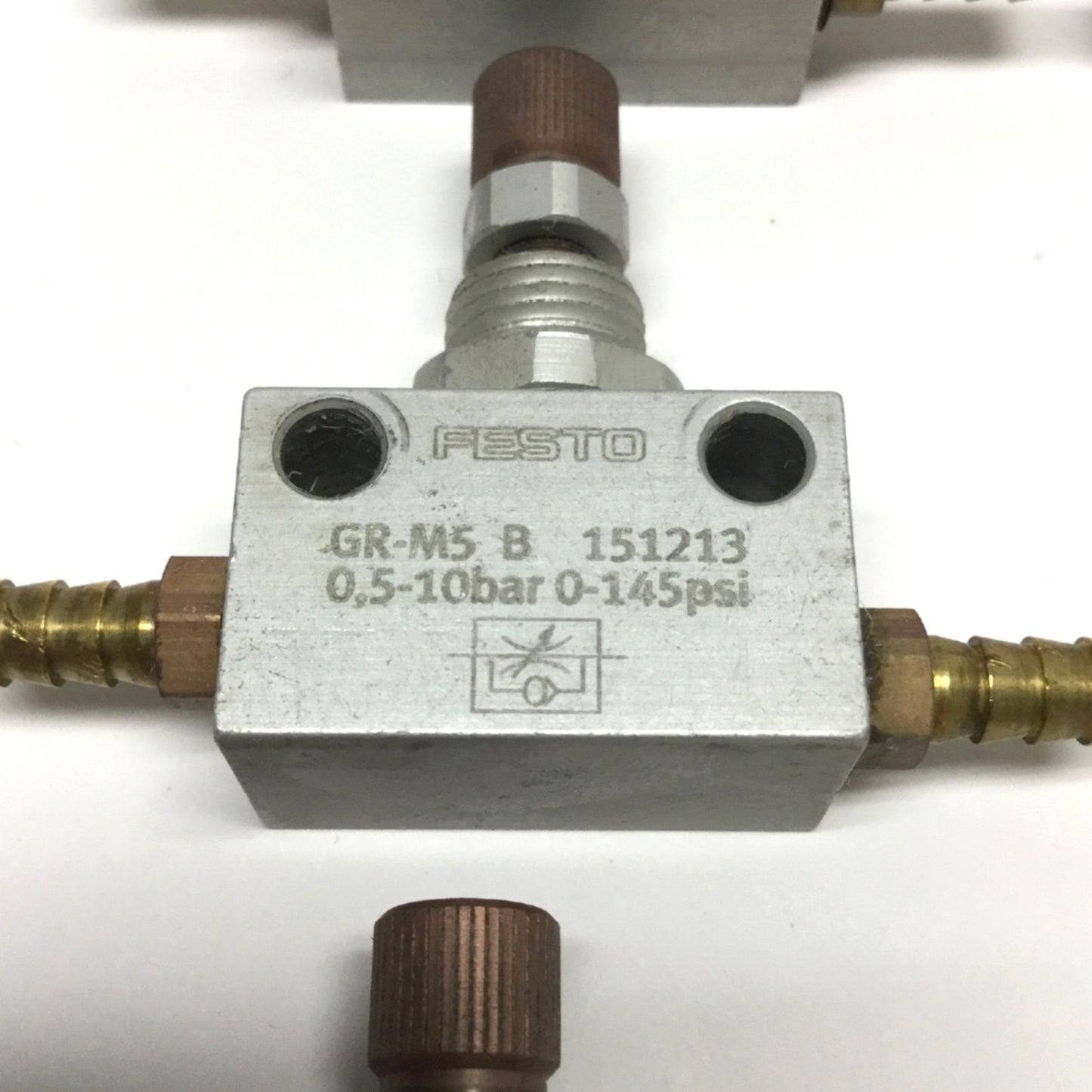 Used Lot of 6 Festo GR-M5-B 151213 Flow Control Valve, 0.1-15bar, M5 Ports (w/ Barbs)