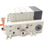 Used Bank of 4 SMC VQ4100-5 Solenoid Valves, 2-Position 5-Port, 24VDC