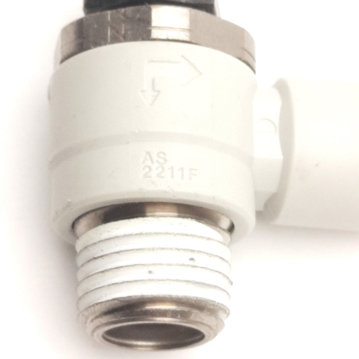 Used Lot of 5 SMC AS2211F-N02-07S Flow Control Fitting, 1/4" NPT, 1/4" P2C, 1 MPa Max