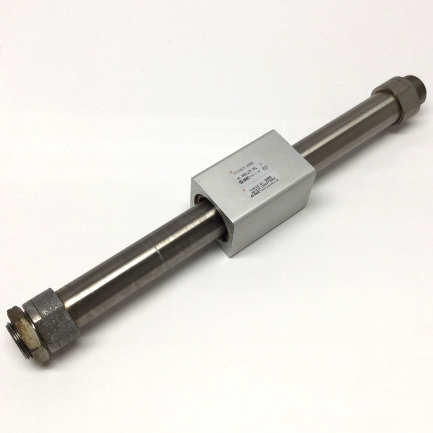 Used SMC NCY3B25-0800 Magnetically Coupled Rodless Cylinder 1" Bore, 8" Stroke 100psi