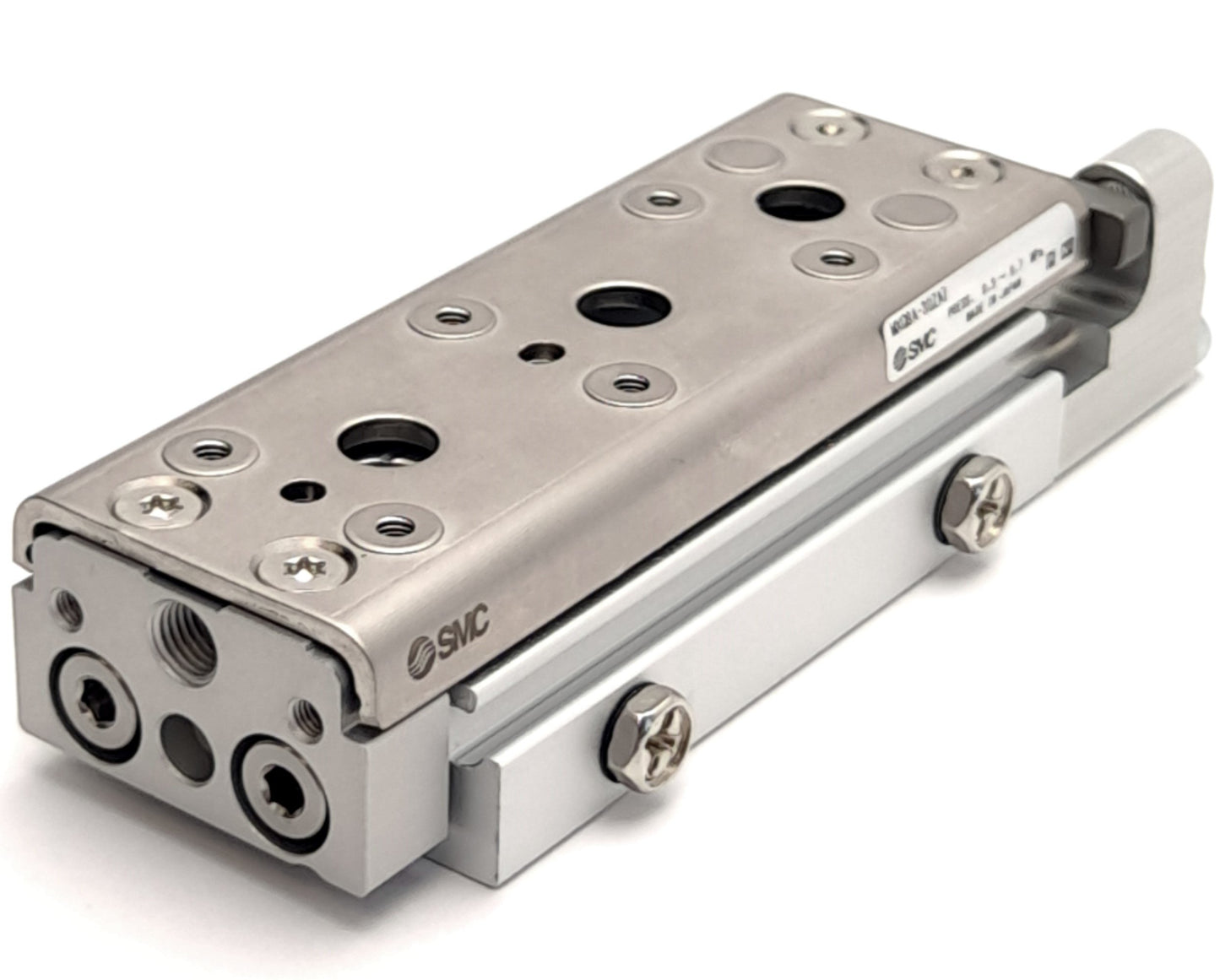 New SMC MXQ8A-30ZA7 Precision Slide Table, 8mm Bore, 30mm Stroke, Metal Stopper