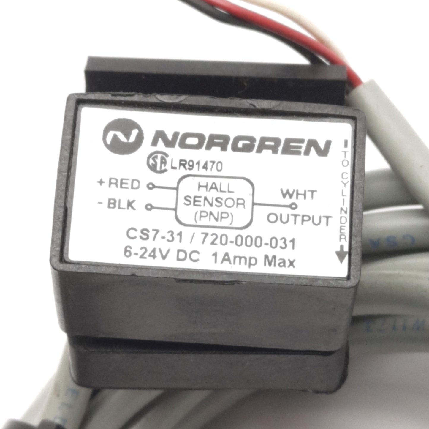 Used Norgren CS7-31 Hall Sensor 6-24V DC, 1A Max, PNP Output, w/ Mounting Bracket