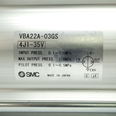 New SMC VBA22A-03GS Booster Regulator, Rc 3/8", 1.0 MPa, 1.5 MPa Proof, 1000L/min