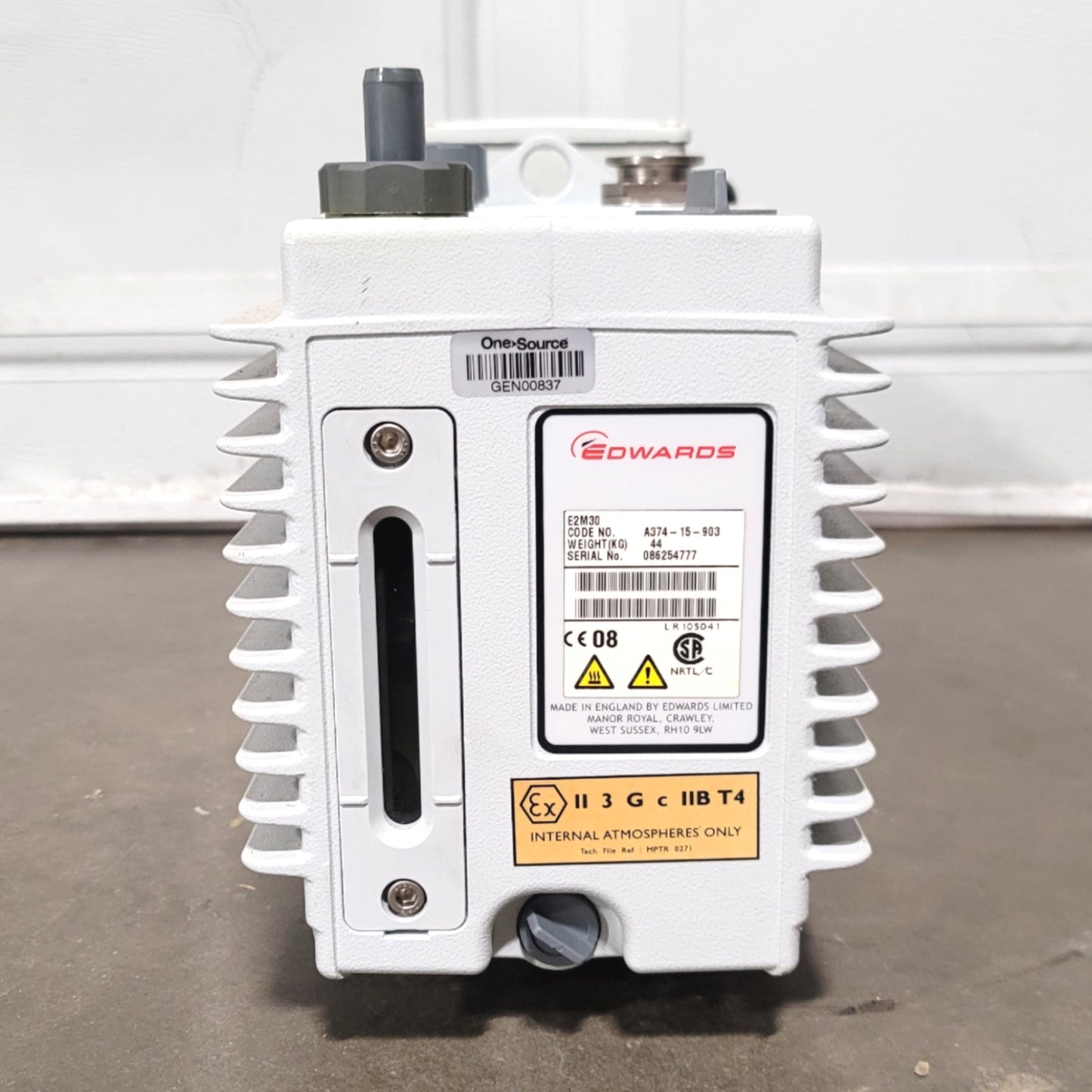 Used Edwards E2M30 Dual Stage Rotary Vane Vacuum Pump 19.4CFM, 28inhg, 240VAC