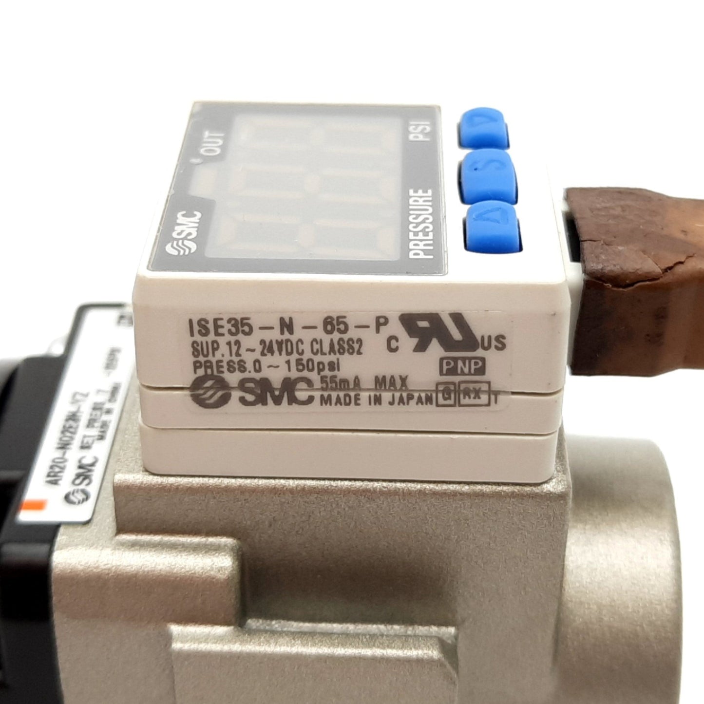 Used SMC AR20-N02E3H-YZ Pneumatic Regulator, W/ ISE35-N-65-P Digital Pressure Switch