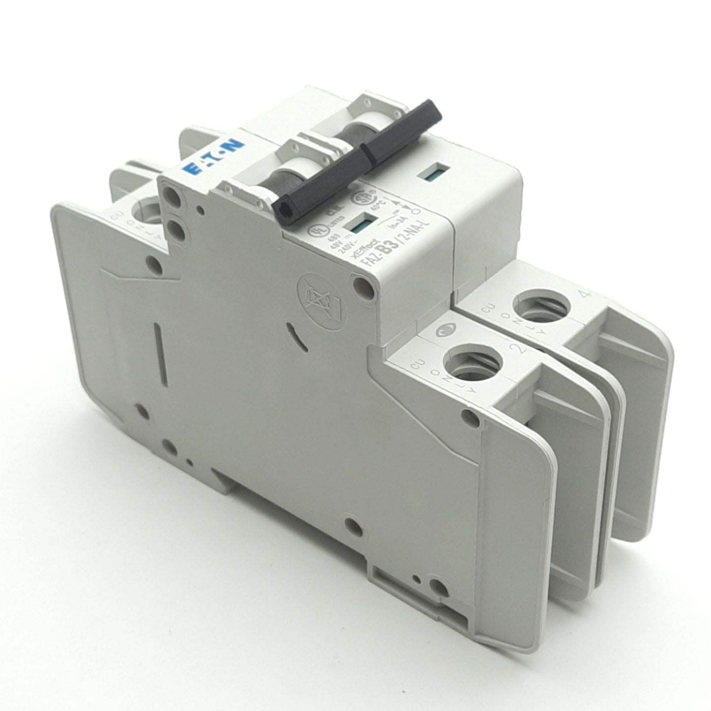 New – Open box Eaton Corp FAZ-B3/2-NA-L Mini Circuit Breaker, 2-Pole, 3A, 240VAC, Din-Rail