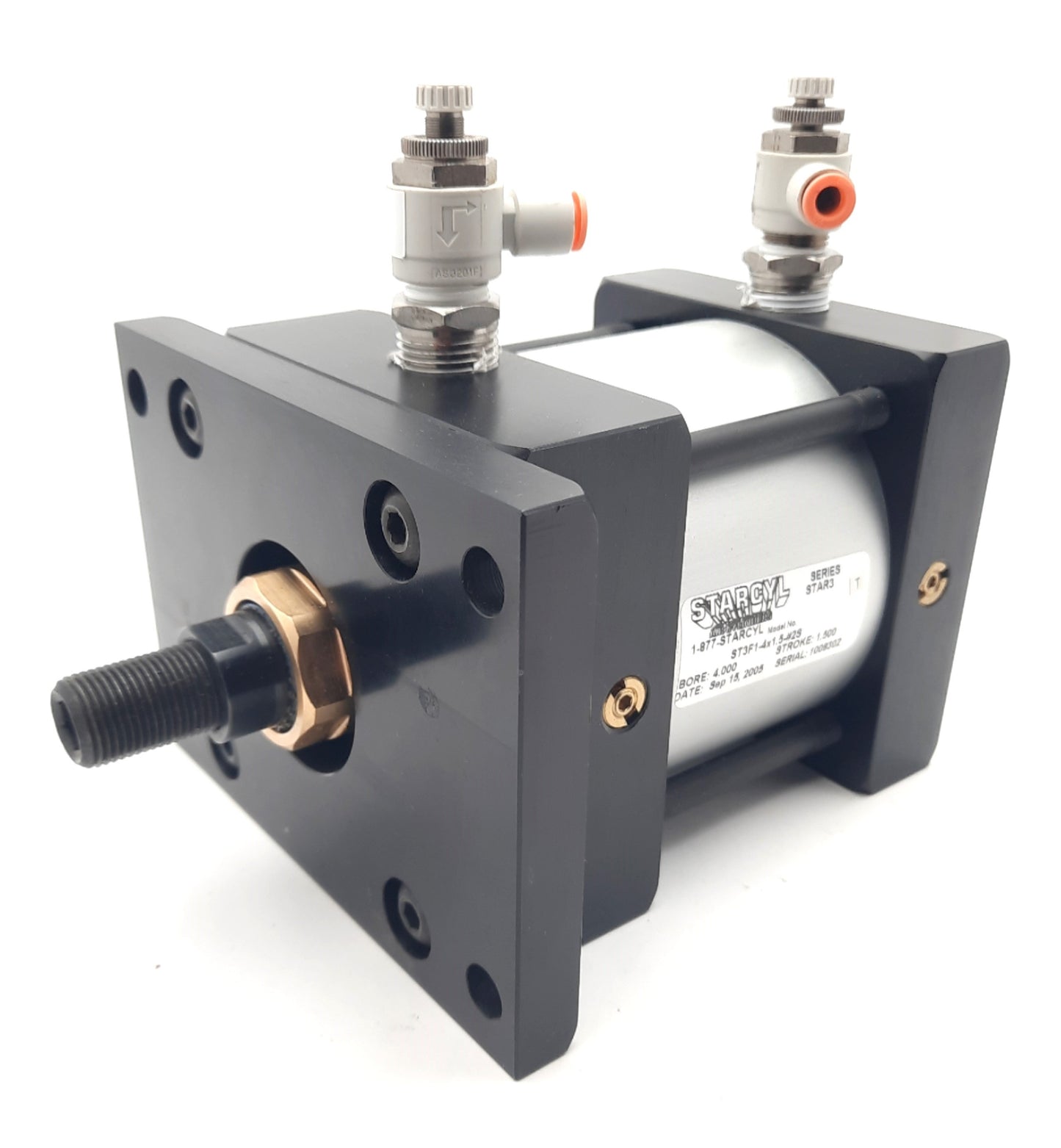 Used STARCYL ST3F1-4X1.5 Pneumatic Cylinder, Bore: 4", Stroke: 1.5", Ports: 1/2" NPT