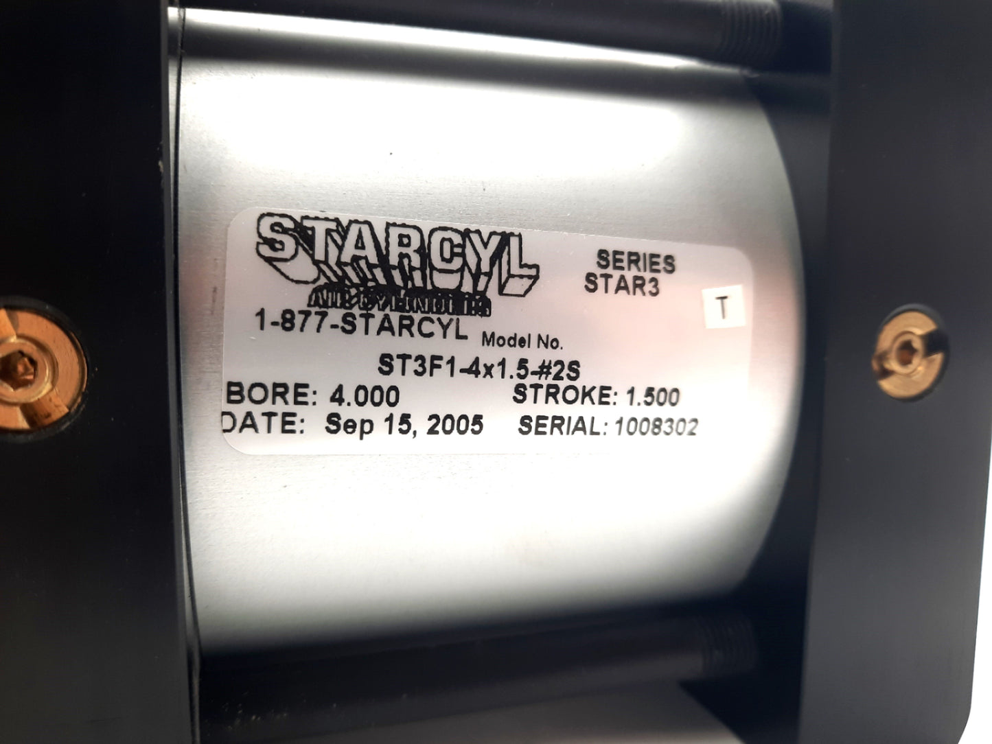 Used STARCYL ST3F1-4X1.5 Pneumatic Cylinder, Bore: 4", Stroke: 1.5", Ports: 1/2" NPT