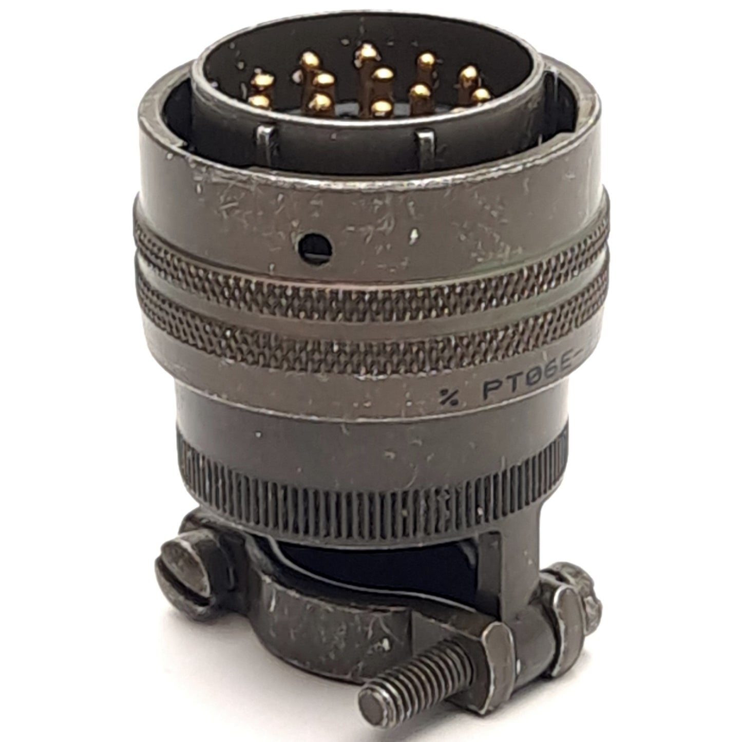 Used Amphenol PT06E-20-16P Circular Straight Pin Plug w/ Clamp, 16-Pin Male Connector