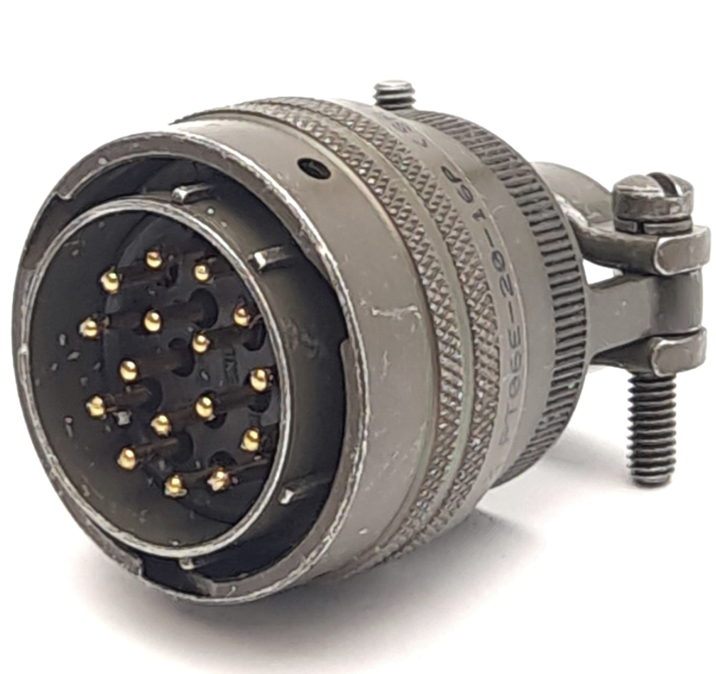 Used Amphenol PT06E-20-16P Circular Straight Pin Plug w/ Clamp, 16-Pin Male Connector