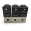 Used Manifold of 3 Fluid Automation Systems 3-Way NC Solenoid Valves 24VDC 1/8" BSPP