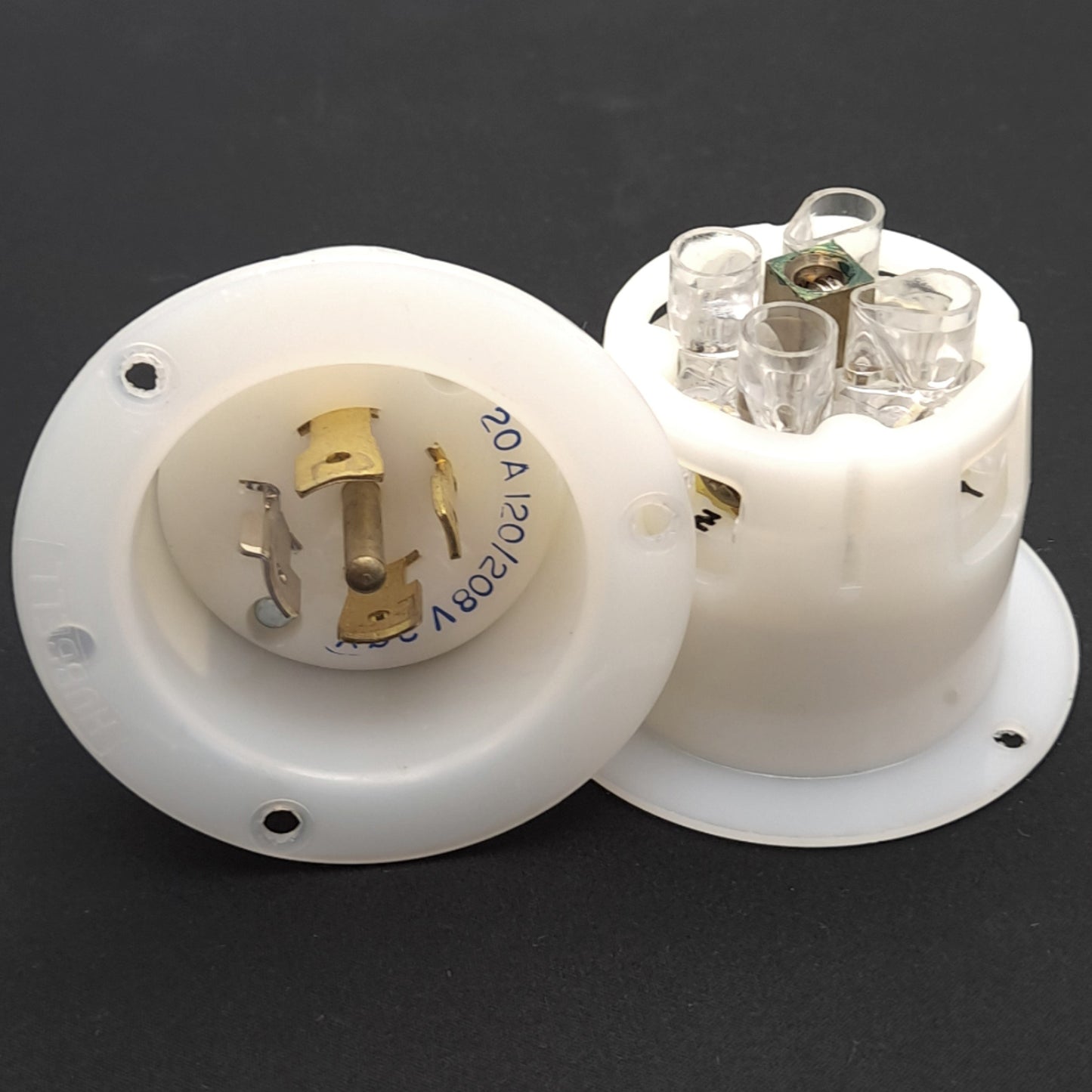 Used Lot of 2 Hubbell HBL2515ST Twist Lock Flanged Inlet w/ Spring Termination, 20A