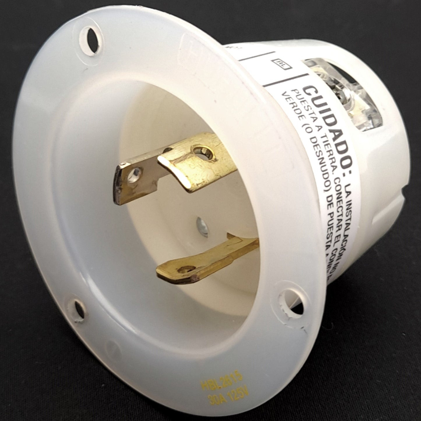 Used Hubbell HBL2615 Industrial Twist Lock, 30A, 125VAC, 2-Pole, 3-Wire, Screw Mount