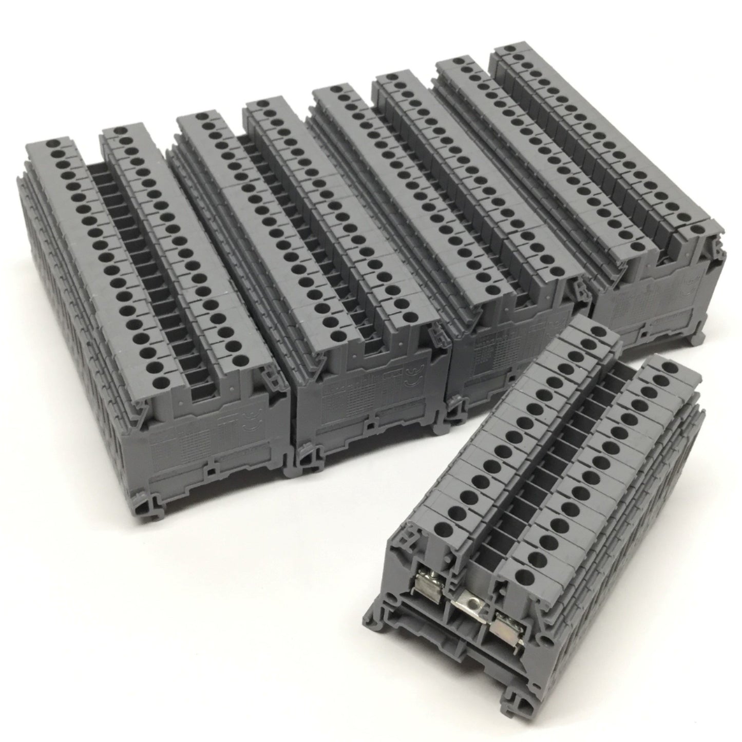 Used Lot of 95 Entrelec MA2.5/5 Feed-Thru Terminal Blocks 600V 30A, 22-12AWG, Gray