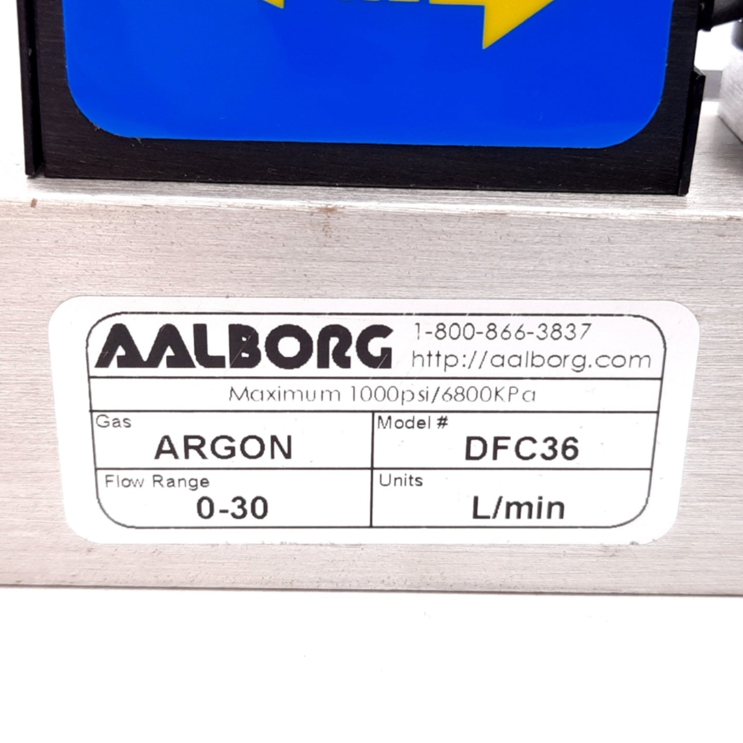 Used Aalborg DFC36S-VAN5-E2 Digital Mass Flow Controller Argon, 0-30L/min, 1000psi