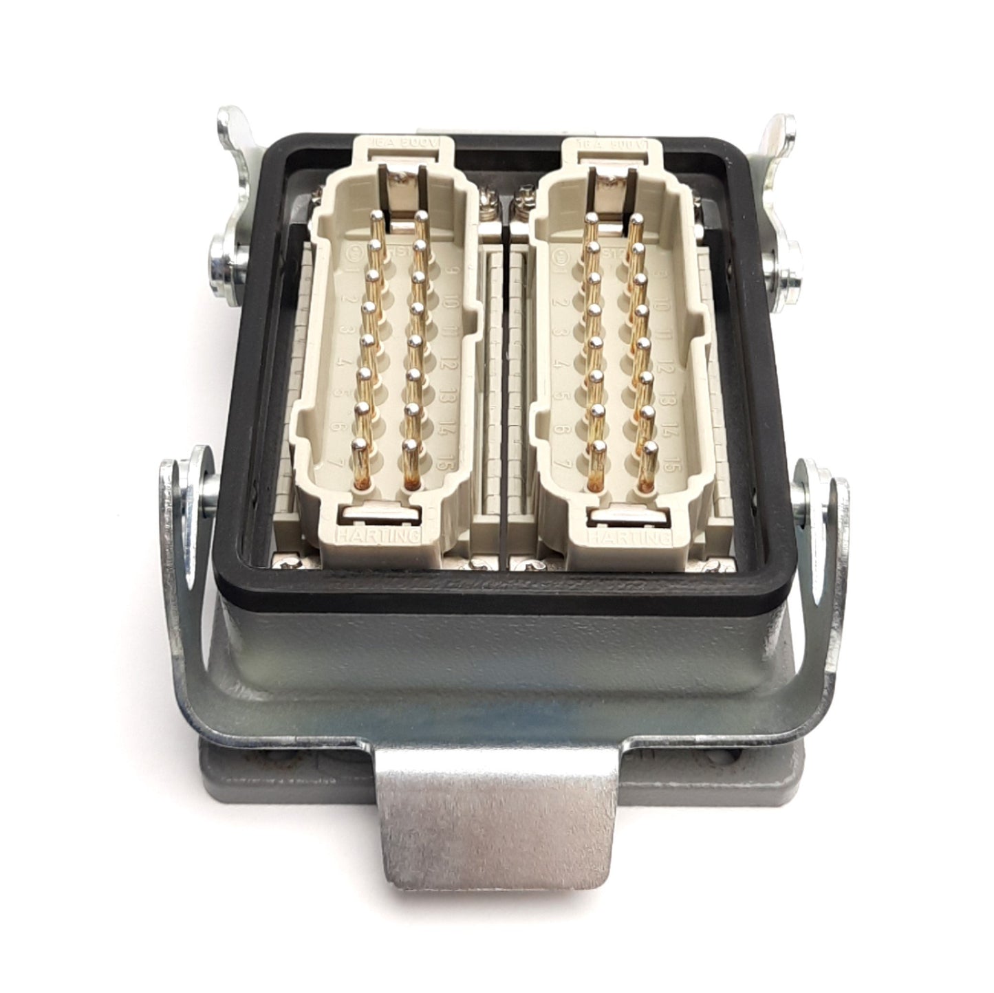 Used Lot of 2 Harting HAN ES 16M EDC Connector W/ Latch Housing 16B Male, 500V 16A