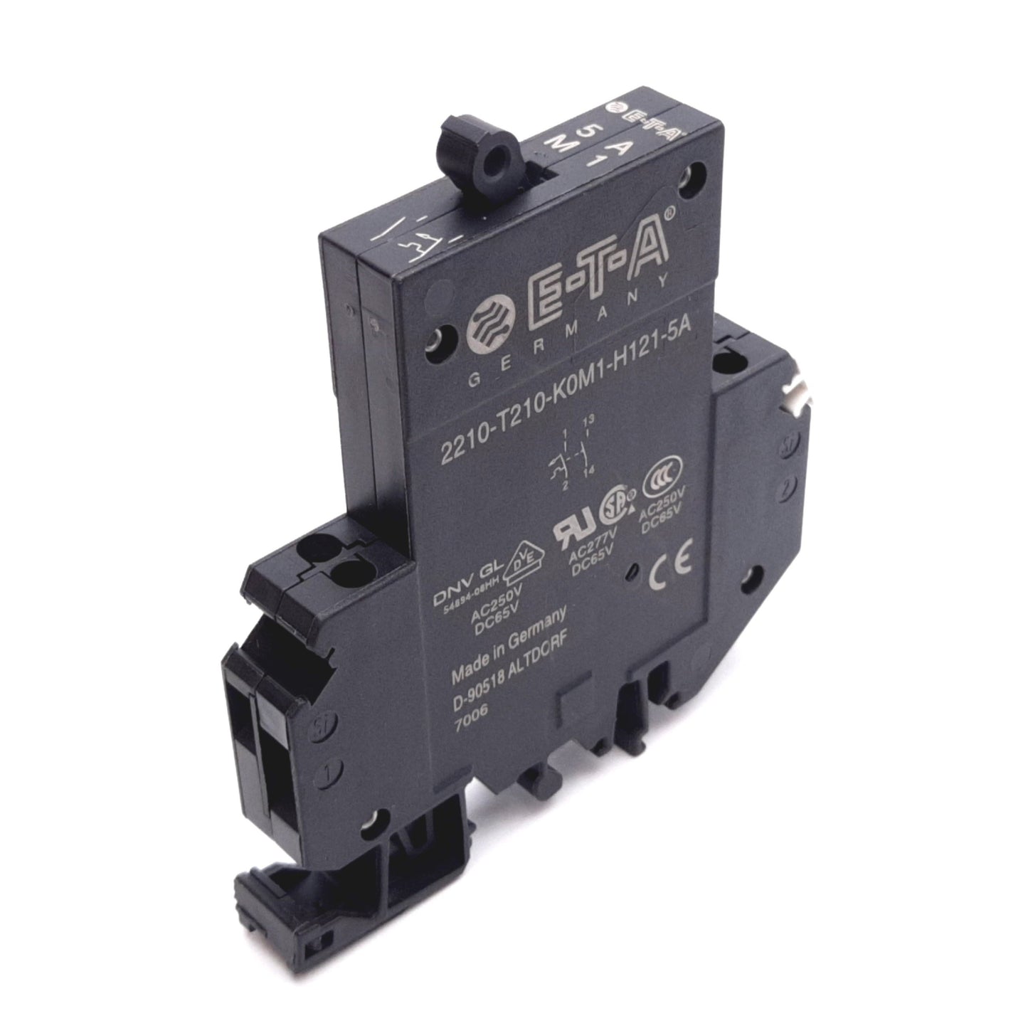 Used ETA 2210-T210-K0M1-H121-5A Thermal-Magnetic Circuit Breaker, 1-Pole, 5A 277VAC