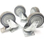 Used Lot of 4 Rubber Swivel Casters Diam. 100mm, Thickness 31mm, Overall Height 134mm