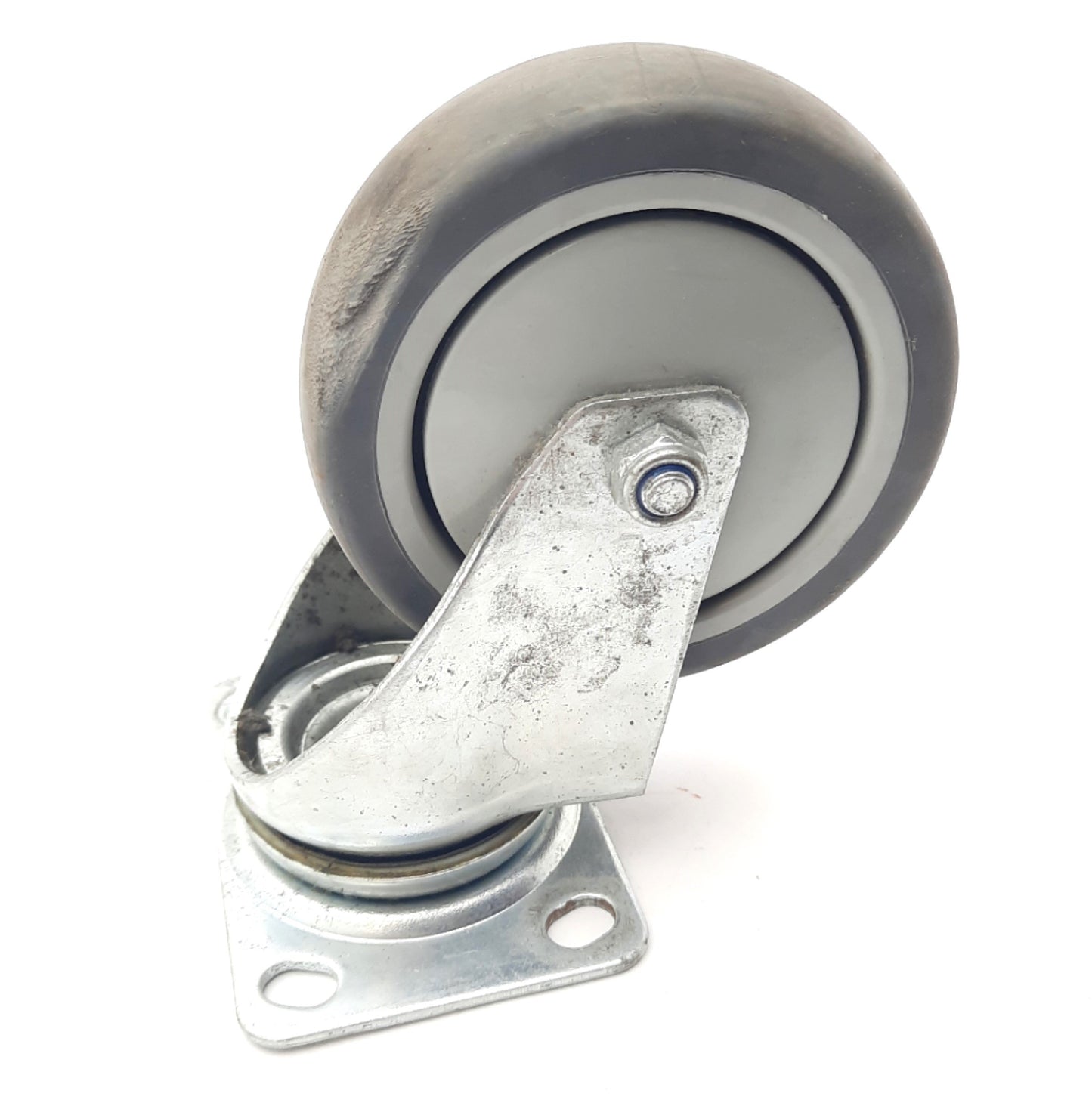 Used Lot of 4 Rubber Swivel Casters Diam. 100mm, Thickness 31mm, Overall Height 134mm