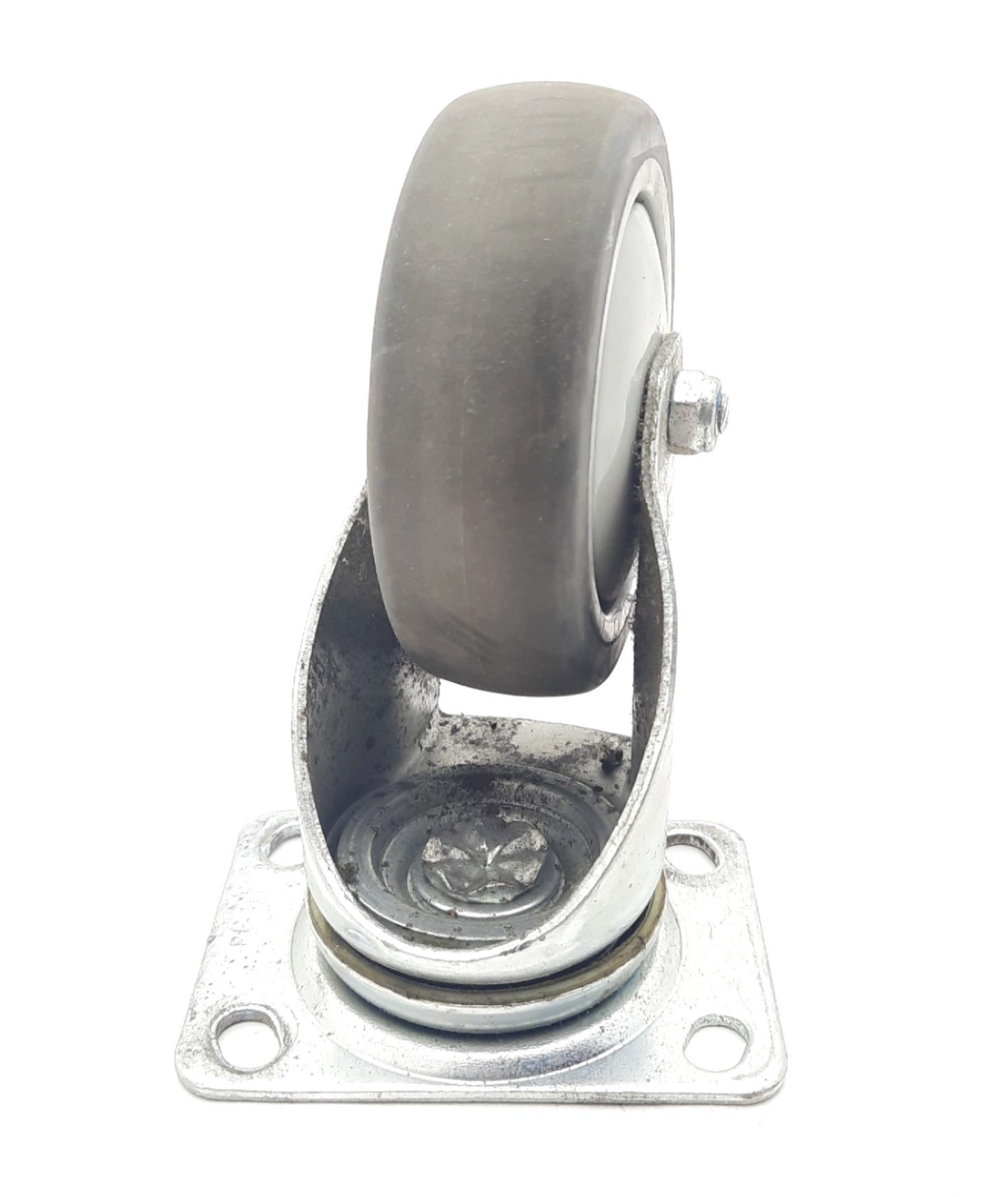 Used Lot of 4 Rubber Swivel Casters Diam. 100mm, Thickness 31mm, Overall Height 134mm