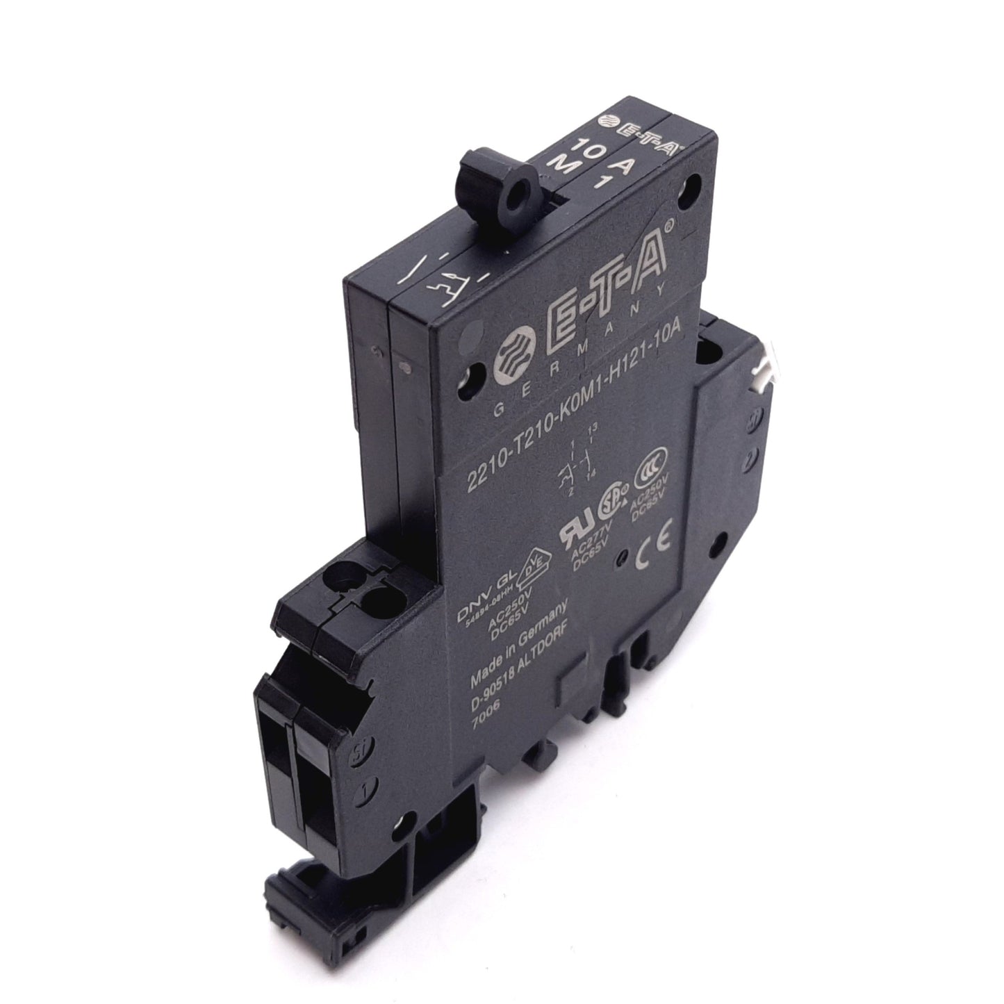 Used ETA 2210-T210-K0M1-H121-10A Thermal-Magnetic Circuit Breaker, 1-Pole, 10A 277VAC