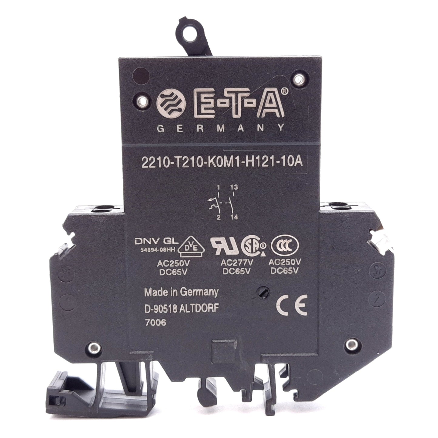 Used ETA 2210-T210-K0M1-H121-10A Thermal-Magnetic Circuit Breaker, 1-Pole, 10A 277VAC