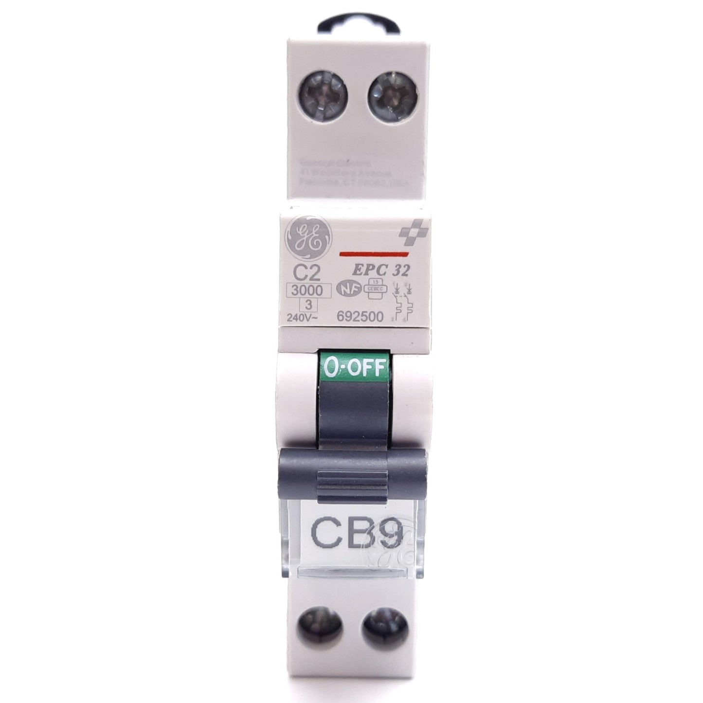 Used General Electric EPC 32 C2 Circuit Breaker, 2-Pole, C-Curve, Rating: 2A 240VAC