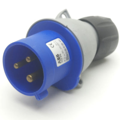 Used ABB 232-P6 Connector Plug, 3-Pin, 2-Pole, 250VAC, 32A, Cable Mount