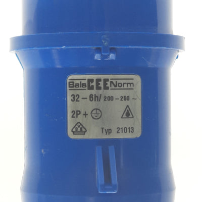 Used Bals CEE Norm 21013 Industrial Plug Fitting, 3-Pin, 2-Pole, 32A, 250VAC