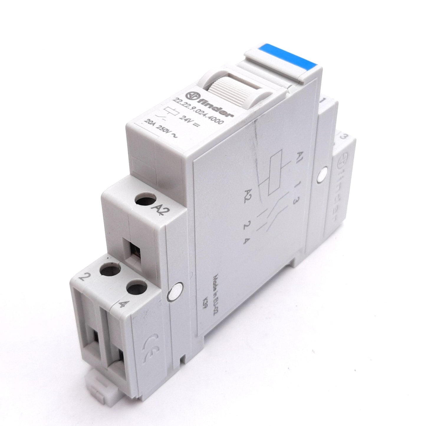 Used Finder 22.22.9.024.4000 Relay, DPST-NO, Coil: 24VDC, Contact Rating: 20A 250VAC