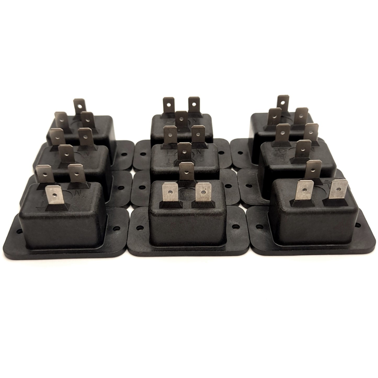 Used Lot of 9 Interpower 83030400 AC Power Connectors, 3-Poles, 3.2mm Mount Holes