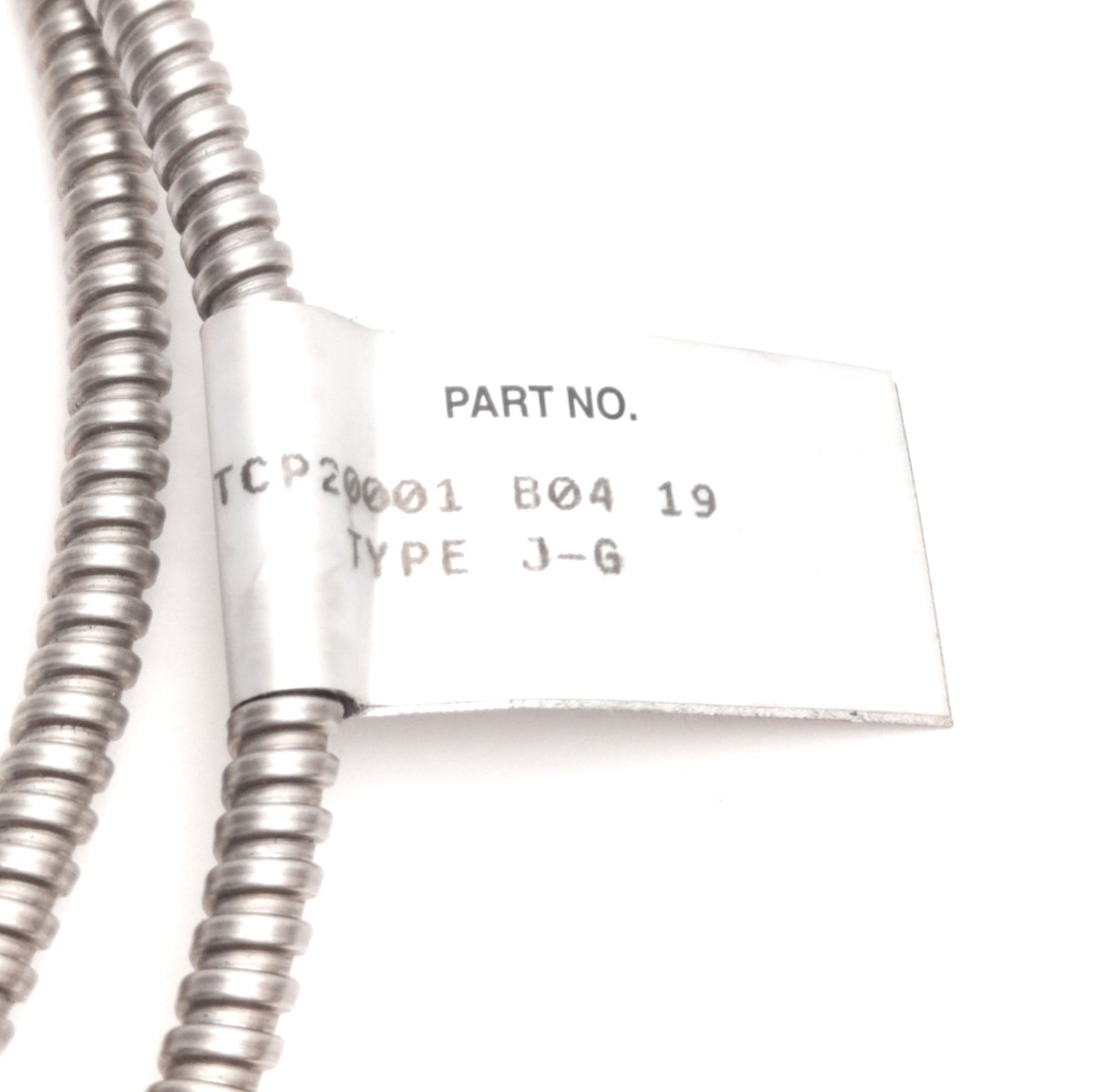 Used Tempco TCP20001 Thermocouple, Type J, 1/5" x 3/8" Probe, 5Ft Armored Leads