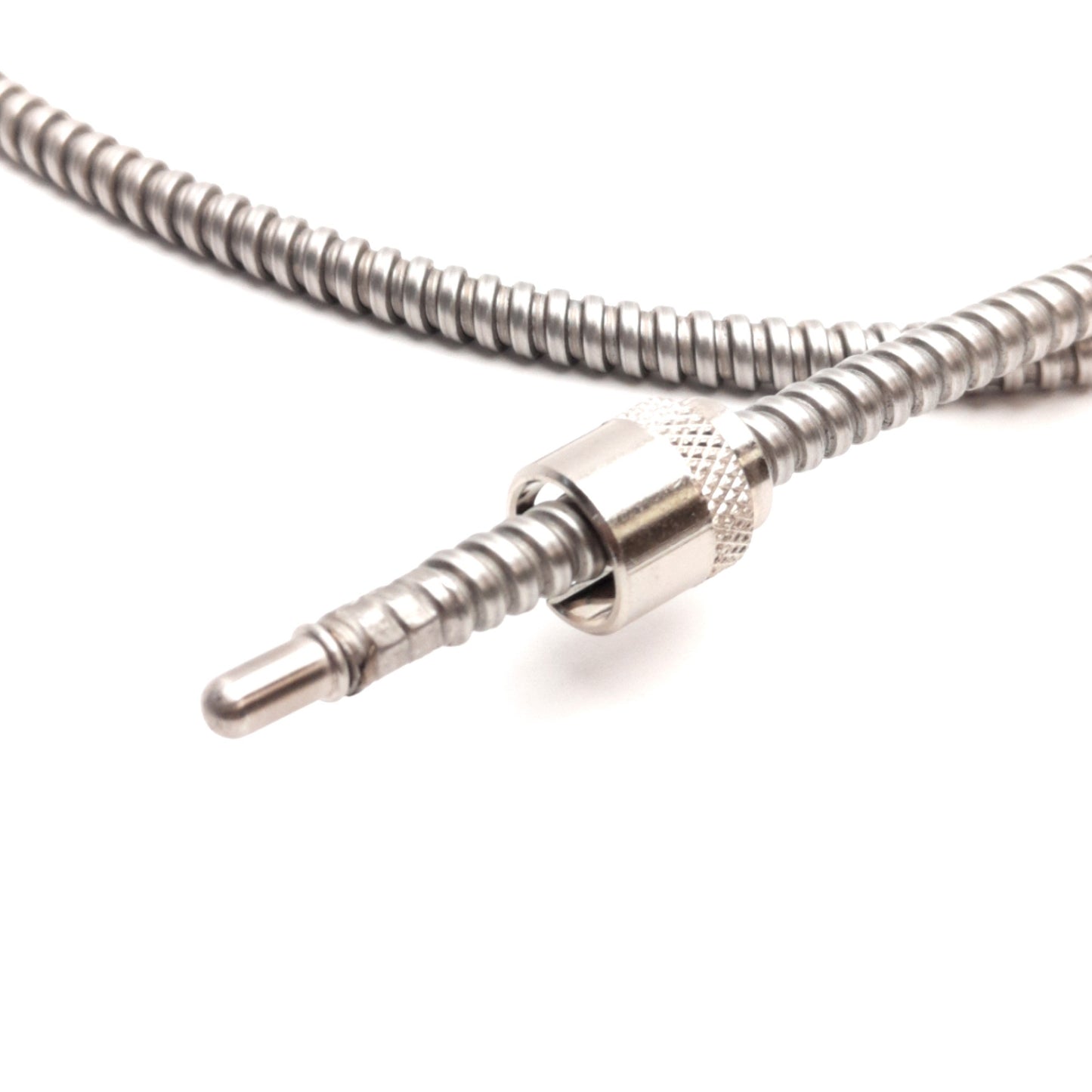 Used Tempco TCP20001 Thermocouple, Type J, 1/5" x 3/8" Probe, 5Ft Armored Leads